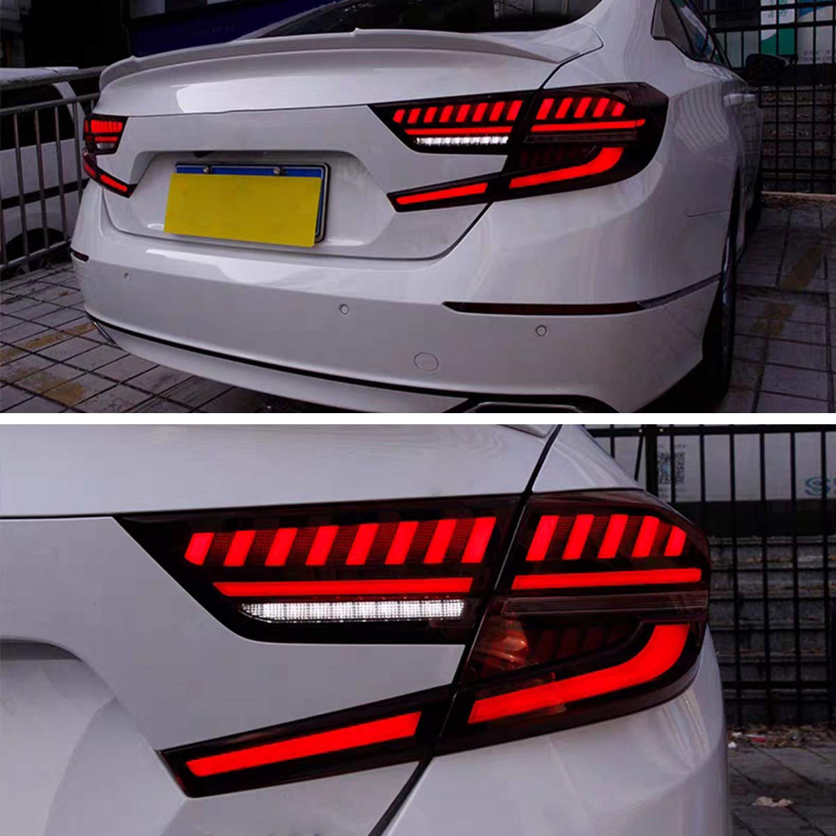 VLAND LED Tail Lights for Honda Accord 10th Gen 2018-2022 - Dynamic Scanning Animation, Sequential Turn Signals, Red DRL - Pair (4Pcs) - Perfect for Night Driving & Car Customization