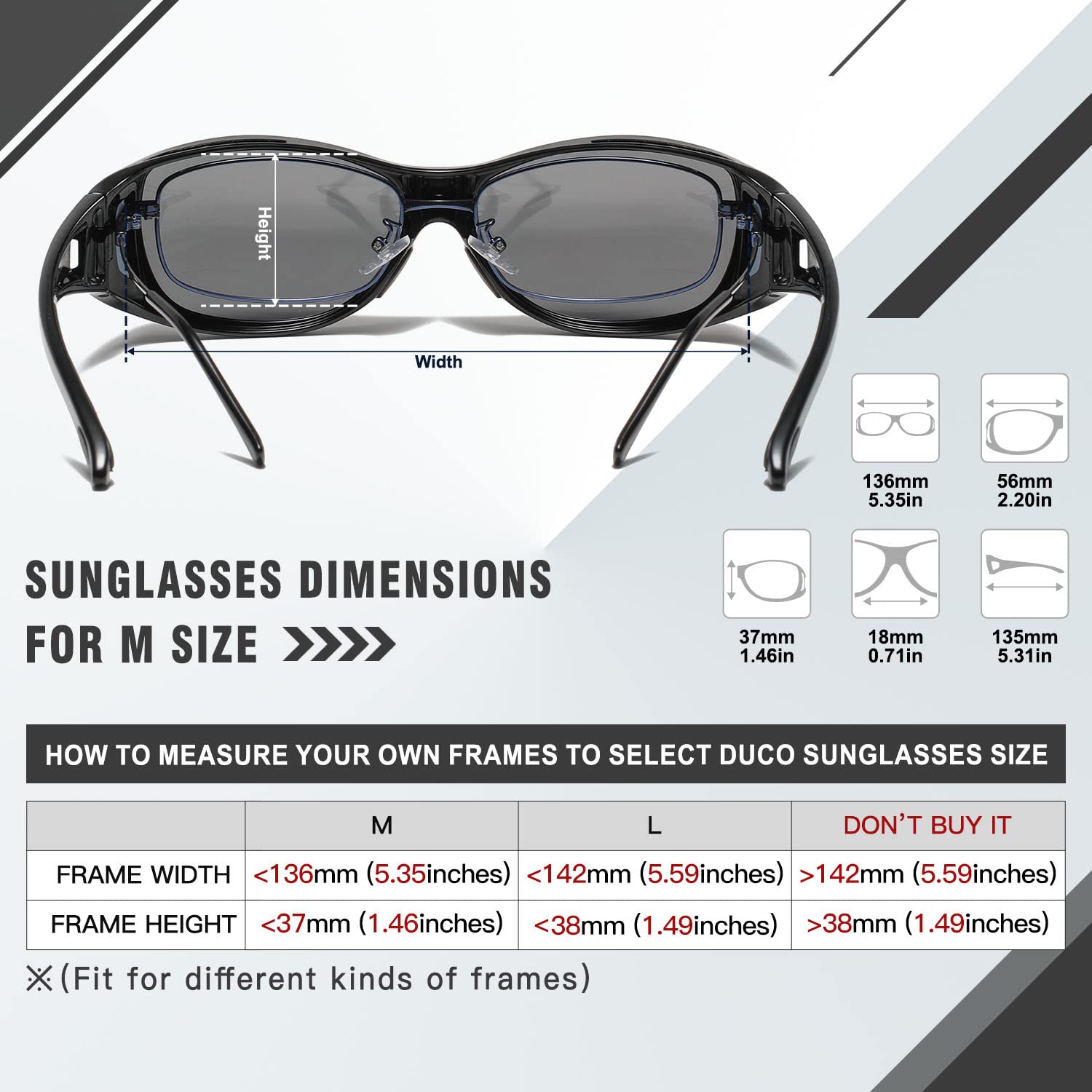 DUCO Polarized Wraparound Fitover Sunglasses for Men & Women - UV400 Protection, Anti-Glare Driving Glasses (Model 8953) | Perfect for Outdoor Activities, Driving, Fishing & Everyday Sun Protection