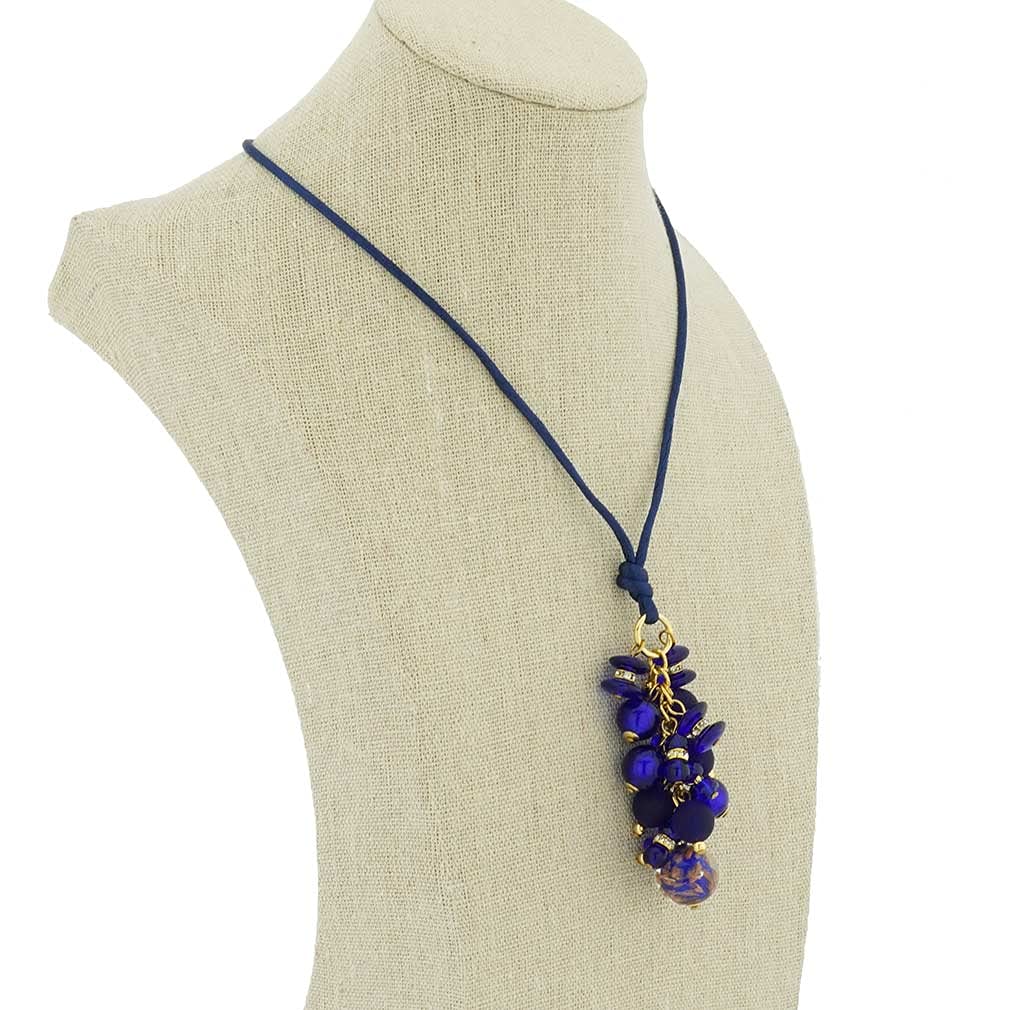 Stunning Blue Murano Glass Charms Necklace - Handmade Venetian Glass Jewelry with Stardust Effect - Perfect for Gifts, Weddings & Special Occasions