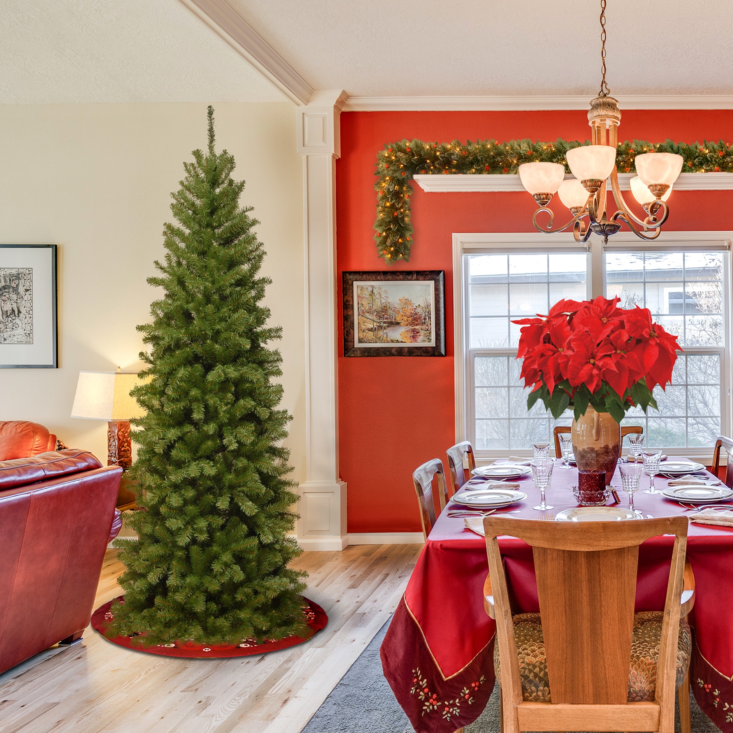 6.5 ft. North Valley Spruce Pencil Slim Christmas Tree - Perfect for Small Spaces, Apartments & Holiday Decorations