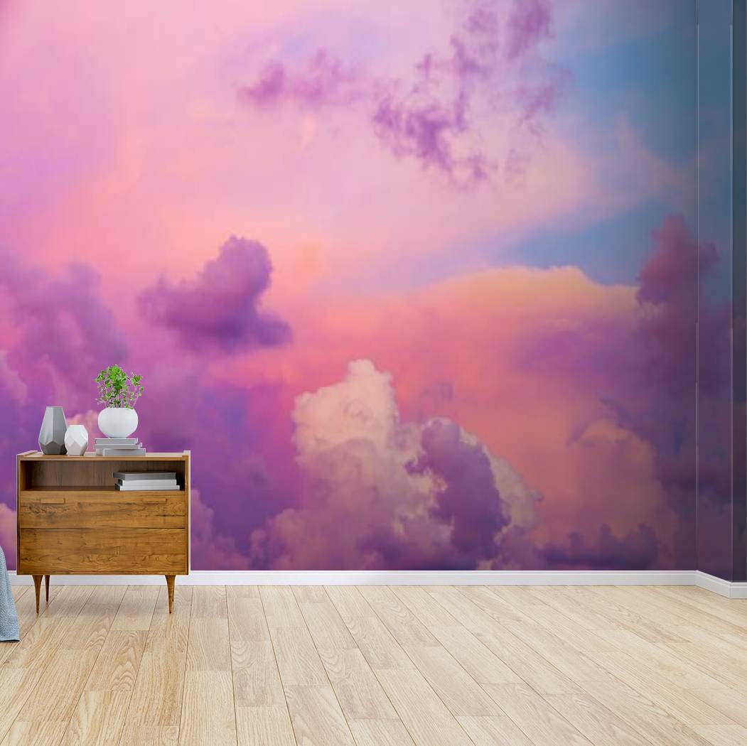 Vibrant Pink Clouds Canvas Print - Peel & Stick Wallpaper, Self-Adhesive Wall Mural & Home Decor for Living Room, Bedroom - Royalty Free Stock Photo Wall Art