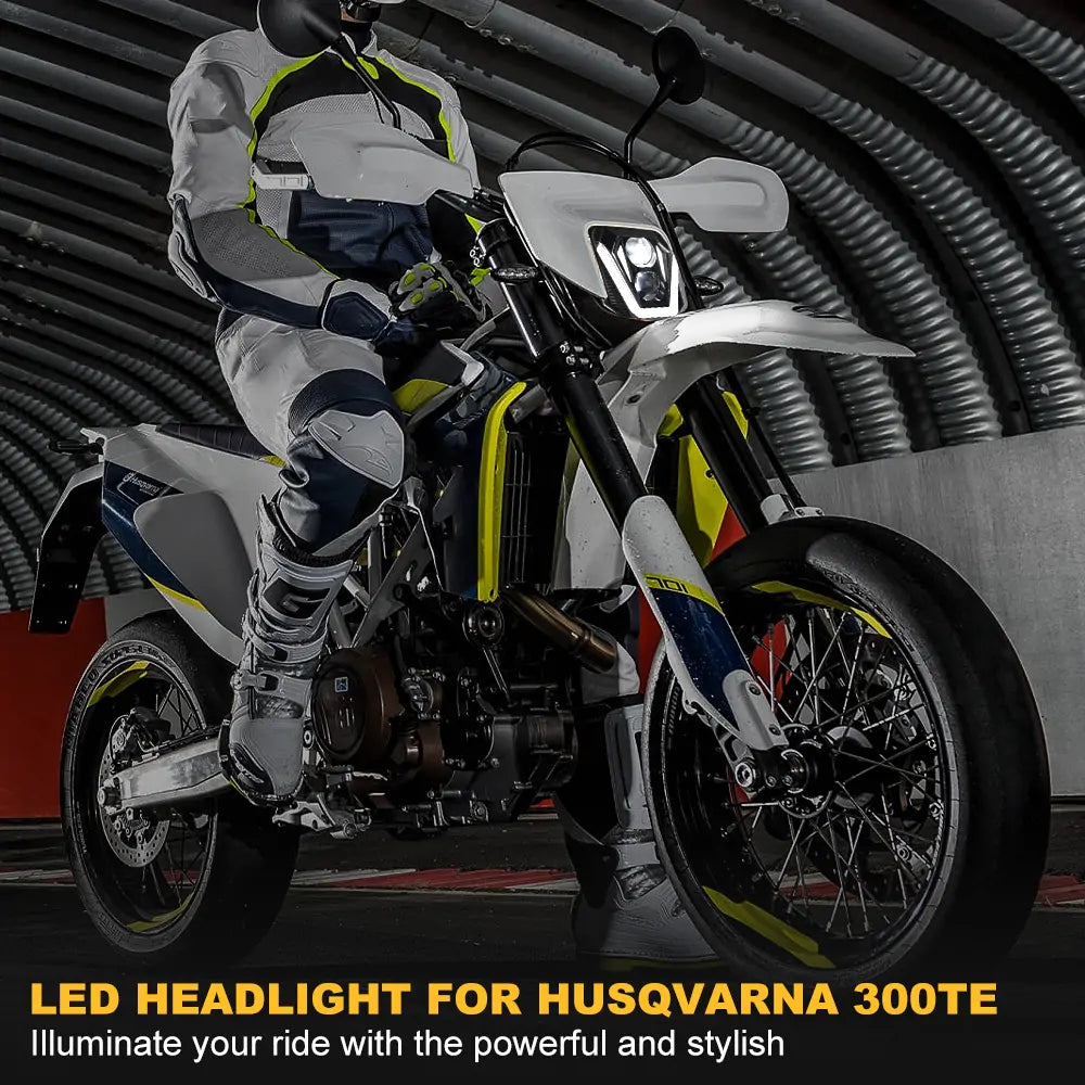 HUSQVARNA 300TE LED Headlight Assembly with White DRL - High Performance Motorcycle Headlight for Off-Road & Night Riding