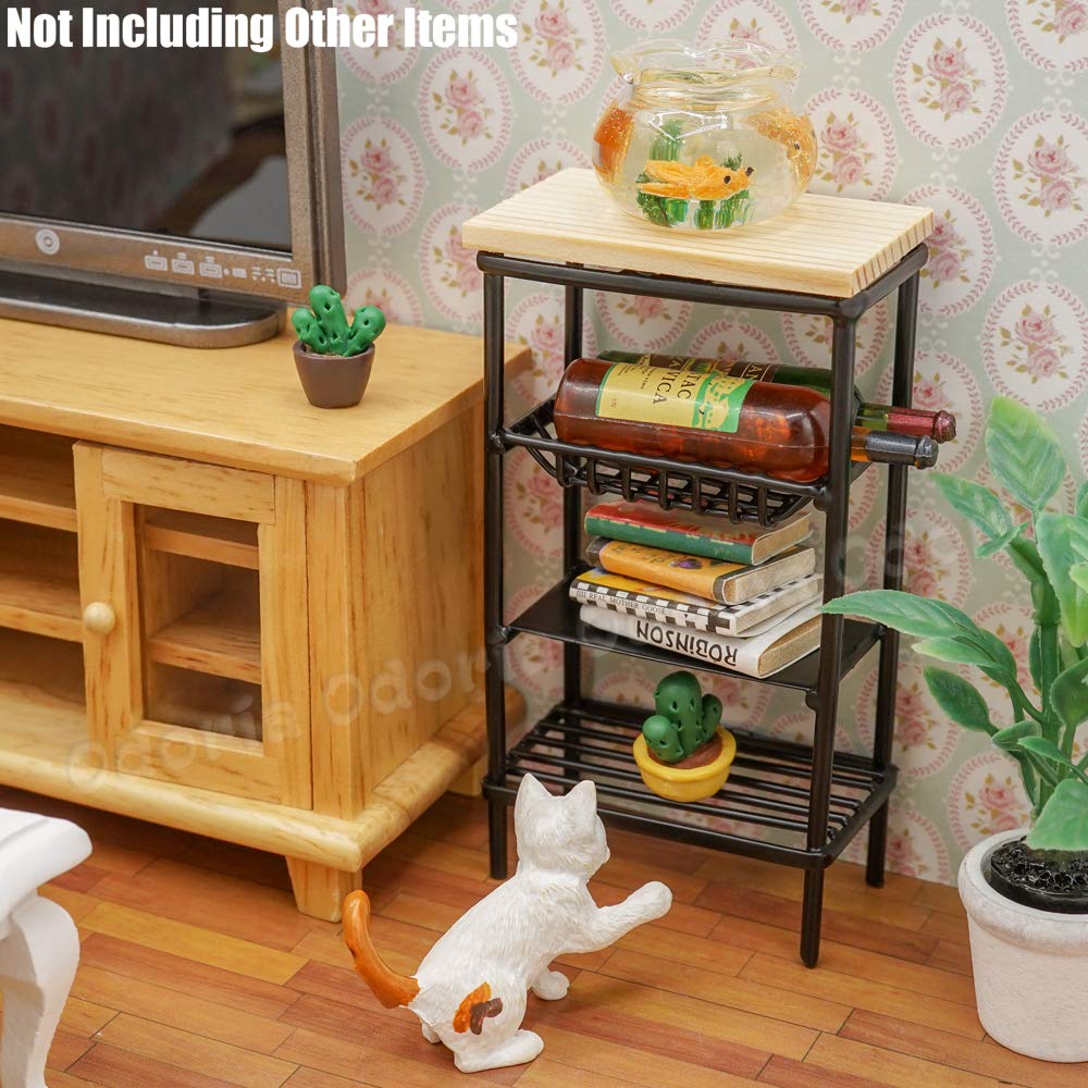 1/12 Scale Miniature Dollhouse Kitchen Accessories - Odoria Mini Shelf for Realistic Dollhouse Decor, DIY Crafts & Model Displays