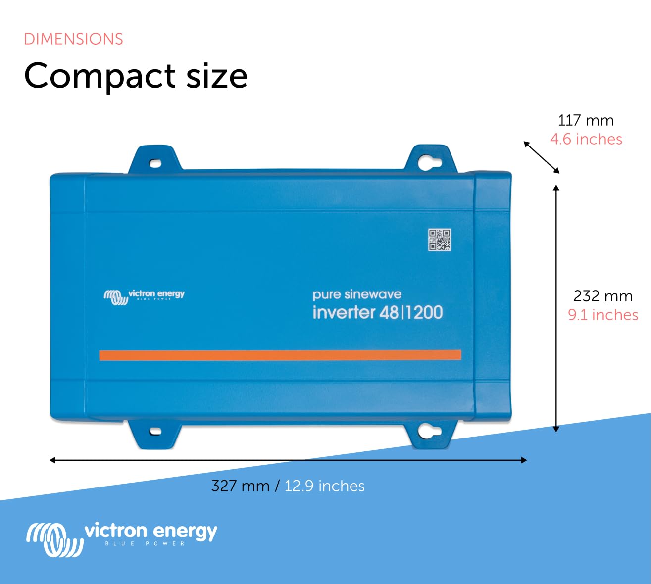 Victron Energy 1200VA 48V Pure Sine Wave Power Inverter - 120V AC Output for Solar Systems, RVs & Off-Grid Power Supply | Reliable Backup for Home & Outdoor Use