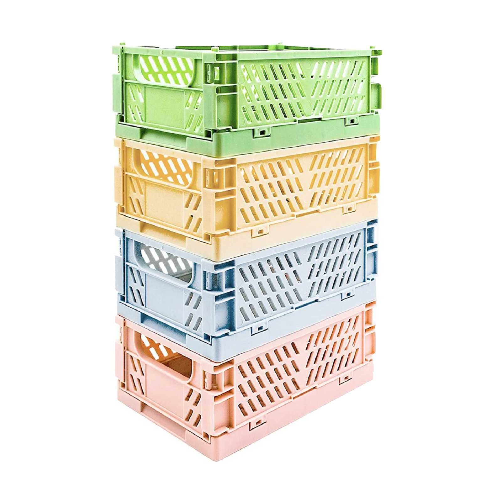 TTdamai 4-Pack Stackable Plastic Storage Baskets - 5.9x3.9x2.2 Inch Shelf Organizer Bins for Pantry, Kitchen, Bathroom & Office - Space-Saving Home Organization Solution for Groceries, Toiletries & Supplies