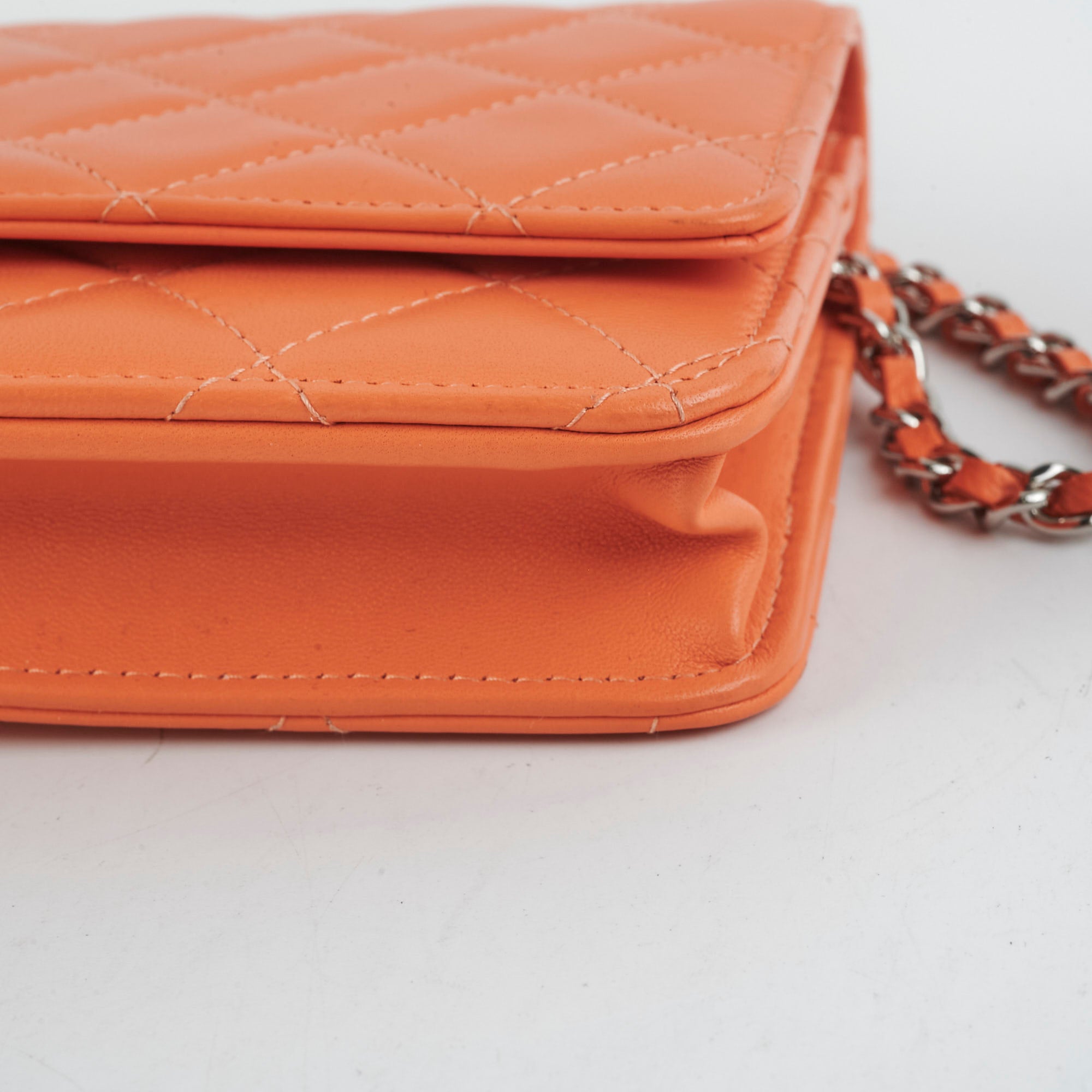 Authentic Chanel Lambskin Coral Wallet On Chain WOC - Luxury Crossbody Bag for Women, Perfect for Evening Parties & Date Nights