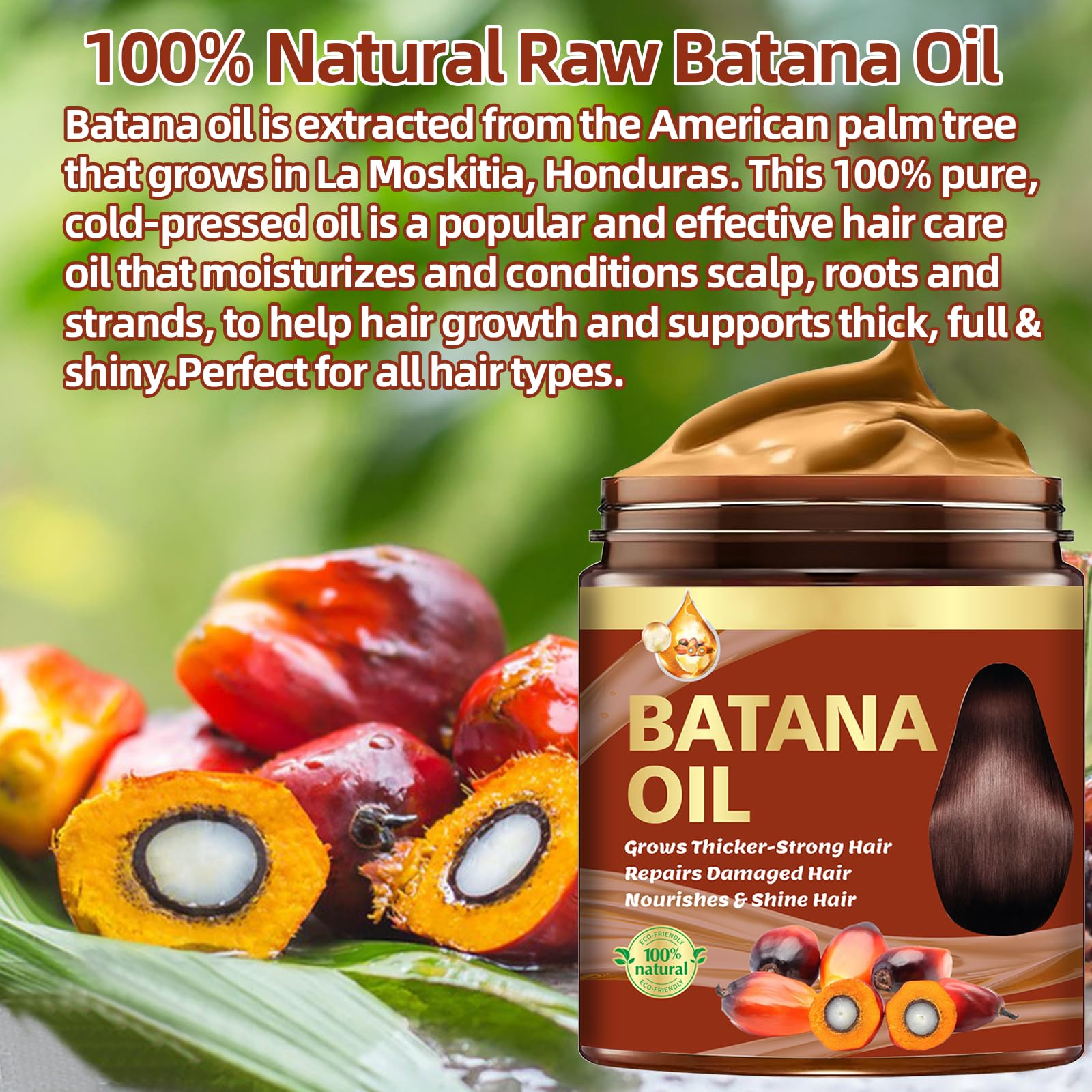 Organic Batana Oil for Hair Growth & Repair - Natural Hair Mask with Ginger for Thicker, Stronger Hair - Scalp Nourishment & Frizz Control - Best for Dry, Damaged Hair Treatment - Perfect for Daily Hair Care & Styling