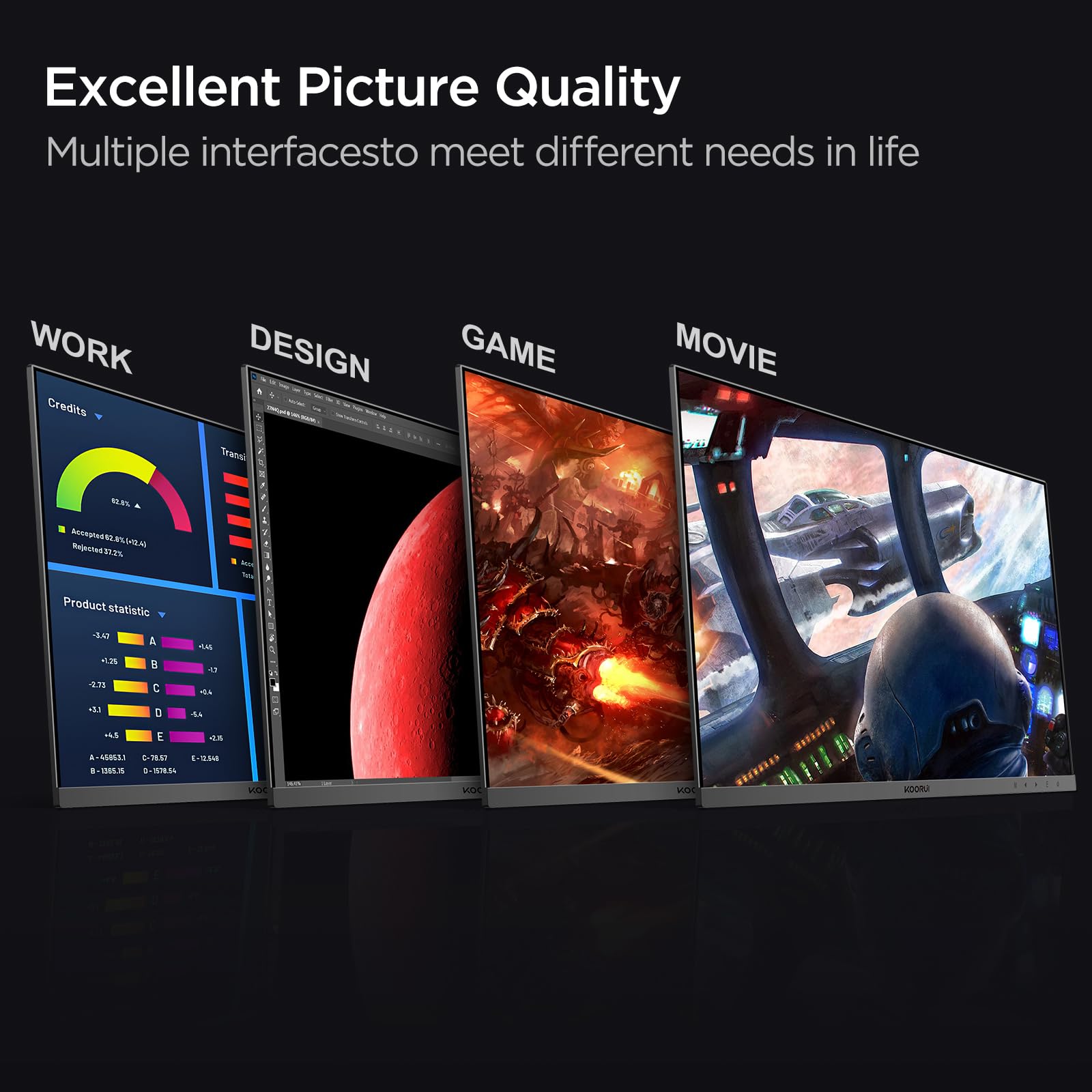 KOORUI 24 Inch FHD 1080p Computer Monitor with 100Hz Refresh Rate, Built-in Speakers, Ultra-Slim Bezel Design, VESA Mount Compatible (75x75mm), Tilt Adjustment, HDMI & VGA Ports - Perfect for Home Office, Gaming, and Entertainment