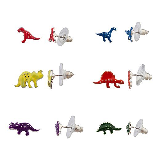 Dinosaur Jurassic T-Rex Stud Earrings Set for Women - Stainless Steel Dino Jewelry Gift - Perfect for Costume Parties, Themed Events & Dinosaur Lovers