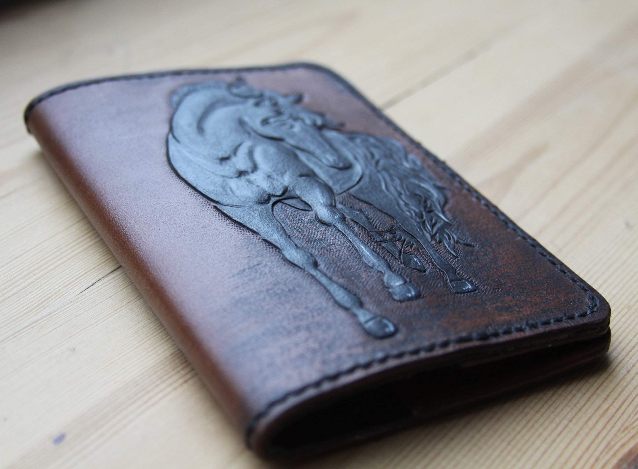 Handmade 3D Genuine Leather Passport Holder - Custom Travel Wallet with Hand-Carved Black Horse Design - Personalized Passport Cover for Men & Women - Perfect for International Travel, Business Trips & Luxury Gifts