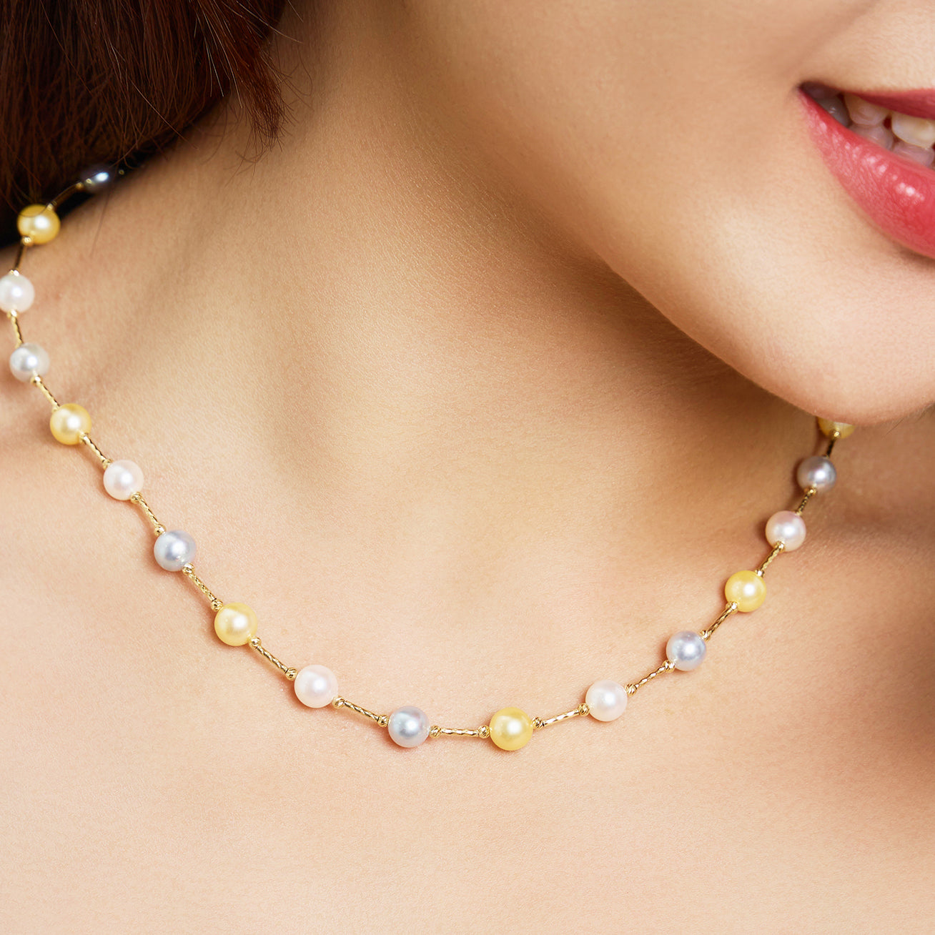 18K Solid Gold Saltwater Pearl Necklace KN00300 | Elegant Women's Jewelry Gift for Wedding, Anniversary & Special Occasions