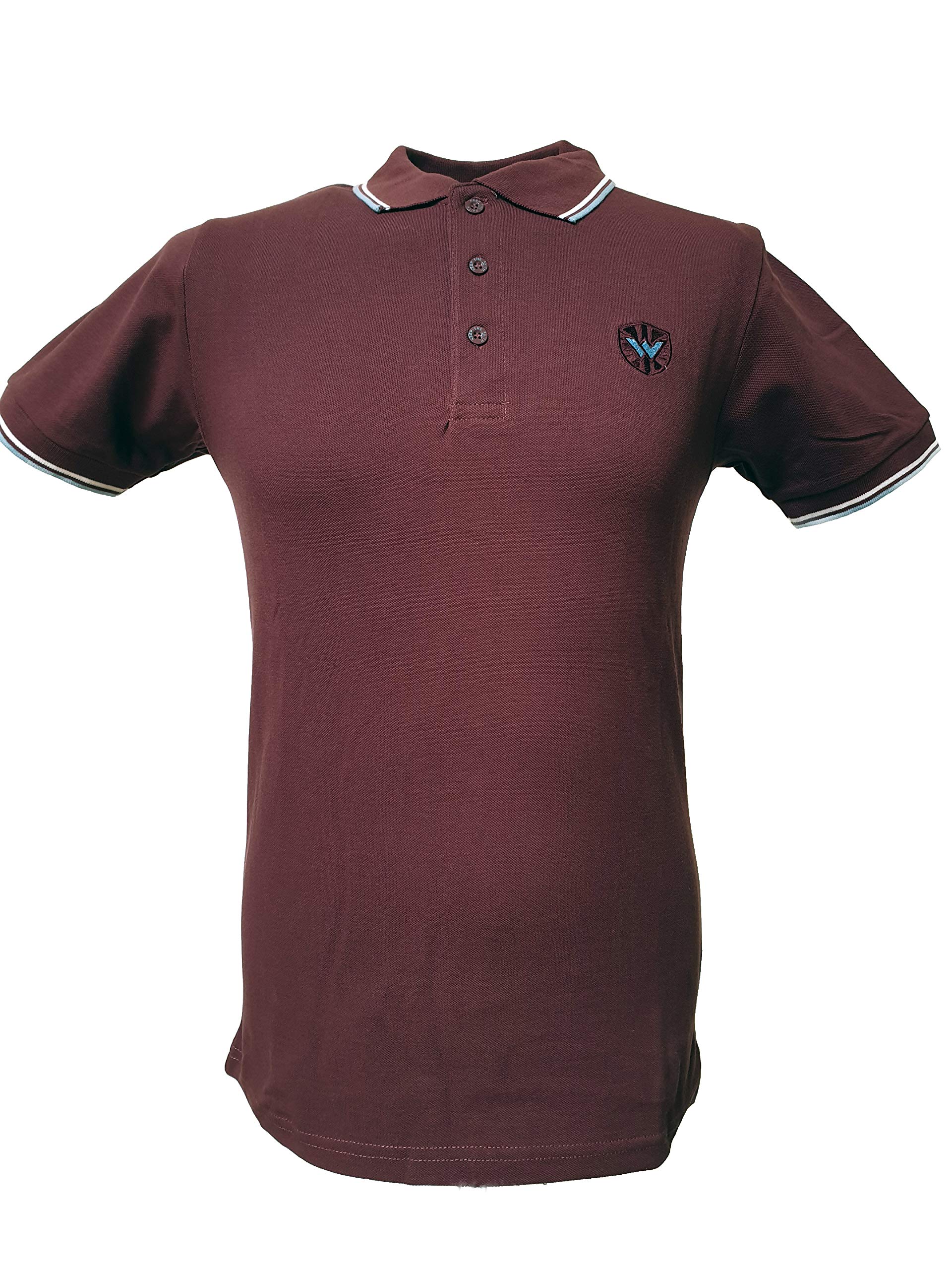 Warrior Clothing England Men's Slim-Fit Pique Twin-Tipped Polo Shirt - Burgundy Oxblood Skin Mod Punk Style | Casual Wear, Office Attire & Street Fashion