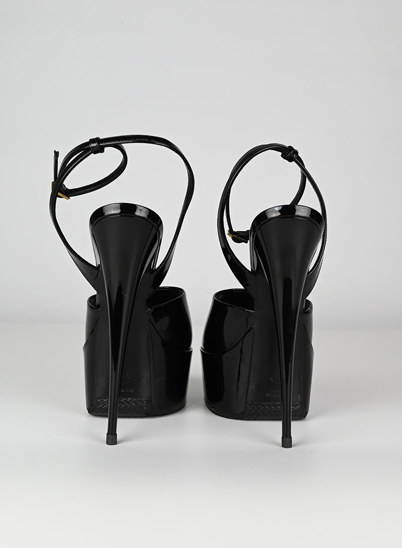 Saint Laurent Black Platform Sandals Size 37.5 - Luxury High Heel Sandals for Women, Perfect for Parties & Evening Events