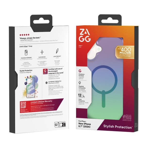iPhone 16 Pro Max Zagg Milan Mag Snap Protective Case - Raven Feather Design | Slim Fit with Magnetic Attachment | Perfect for Work, Travel & Everyday Use