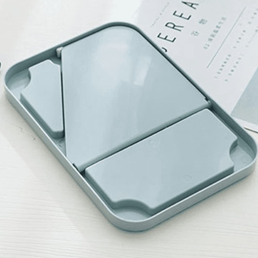 Leeonz Foldable Desktop Makeup Mirror with Stand - Portable Rectangle Vanity Mirror for Women & Girls, Perfect for Home, Travel & Dorm Room (Blue)