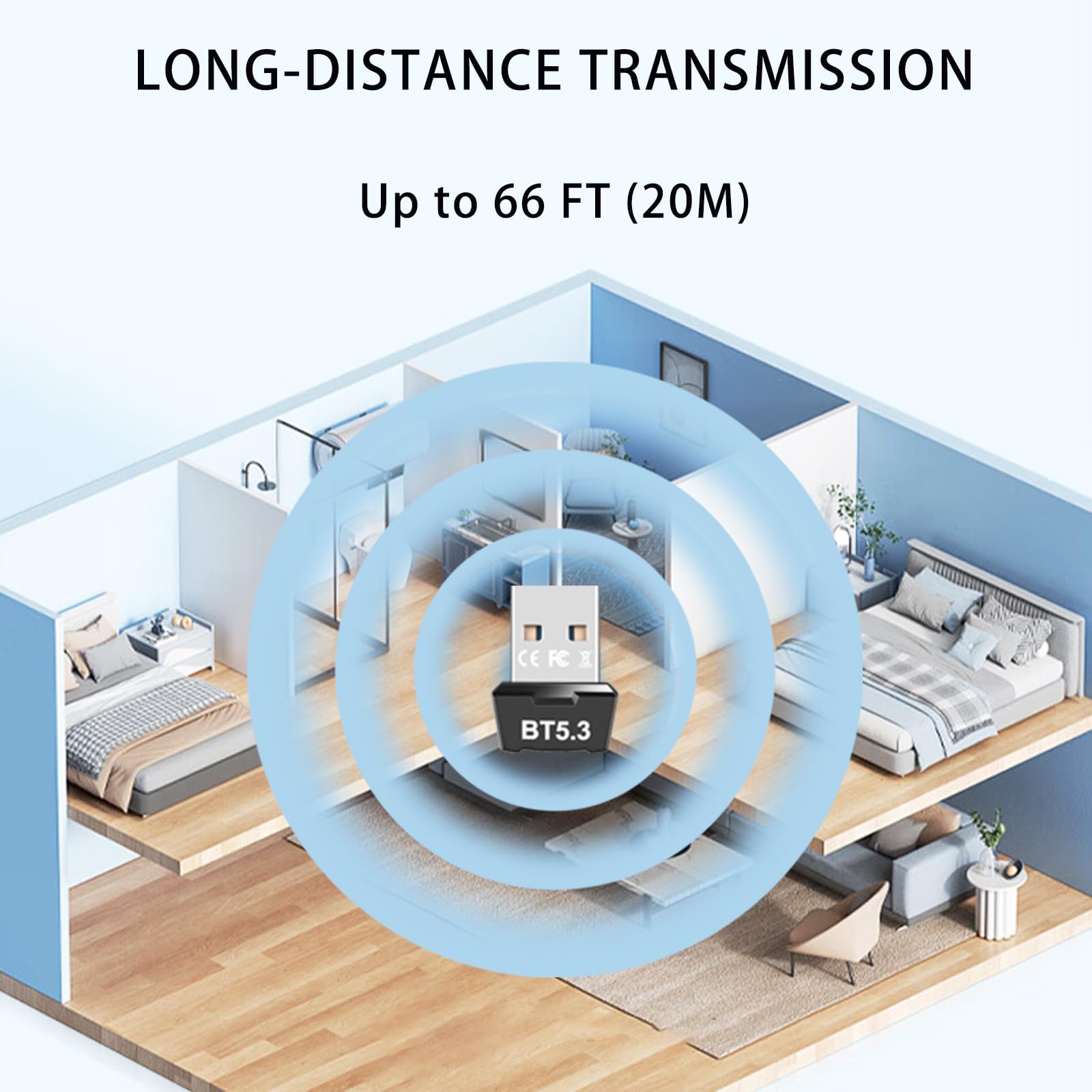 5.3 Bluetooth Adapter for PC - USB Bluetooth Dongle Compatible with Windows 11/10/8.1 - Plug & Play Wireless Adapter for Keyboard, Mouse, Headphones, Speakers, Printer & Game Controllers - Perfect for Home Office, Gaming & Entertainment Setup
