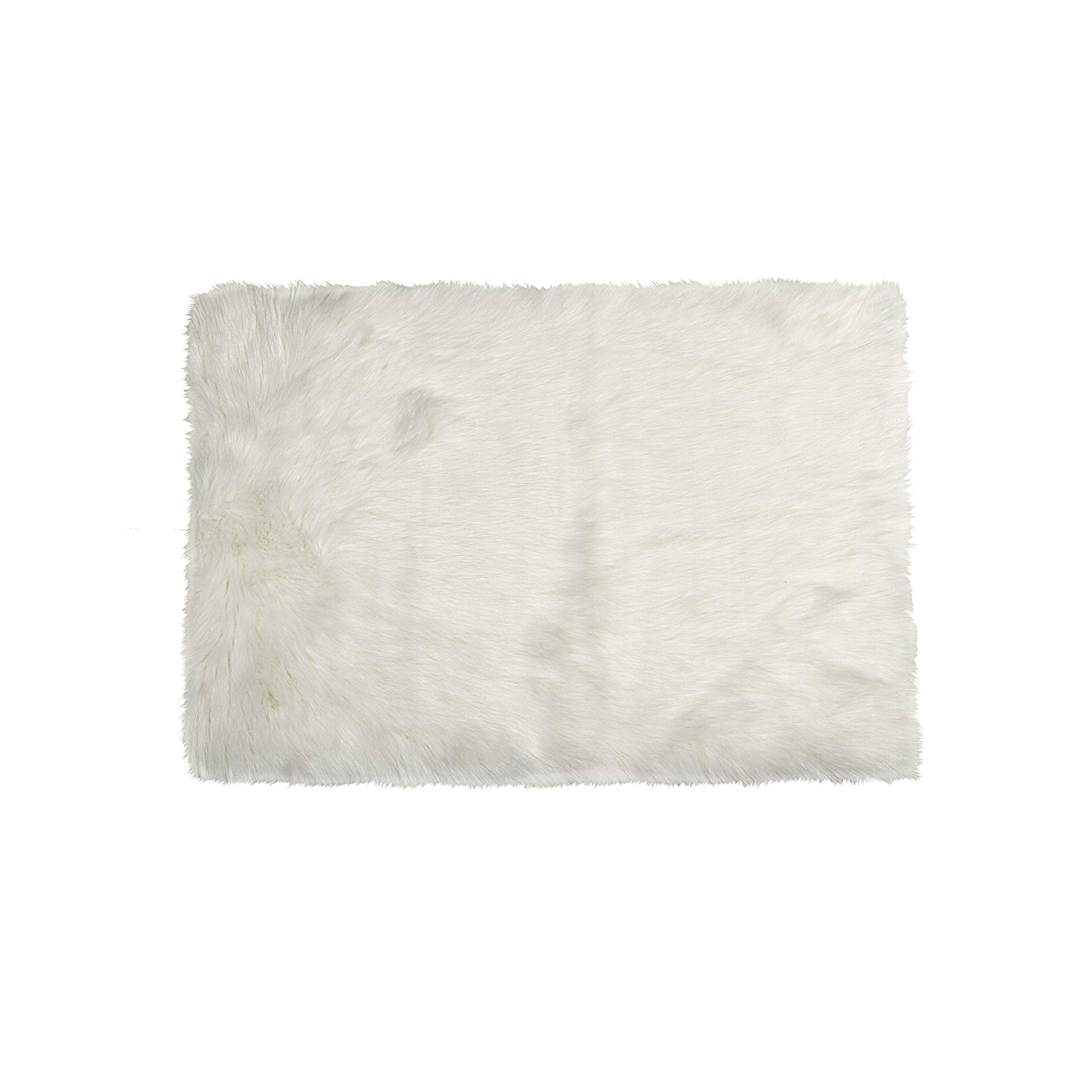 Luxury Faux Fur Hudson Rug - Ultra Soft & Fluffy Shaggy Pile | Machine Washable Anti-Slip Living Room Rug | Vegan Cruelty-Free Area Rug for Bedroom, Office, Nursery | Cozy Home Decor Accent (Off-White, 5x8 Feet) - Perfect for Winter Warmth & Boho Chic Interior Design