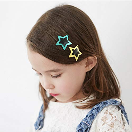 12Pcs Multi-Color Star Hair Clips for Kids - Cute Cartoon Snap Barrettes, Non-Slip Metal Hairpins for Baby & Children - Perfect for School, Parties & Daily Hairstyles