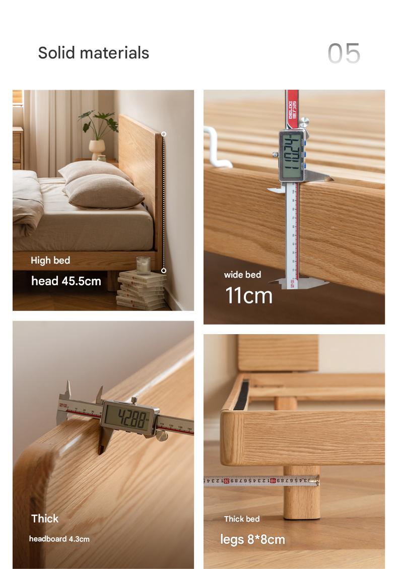 Solid Oak Wood Suspension Bed - King Size Platform Bed Frame with Large Headboard - Perfect for Master Bedroom & Modern Home Decor