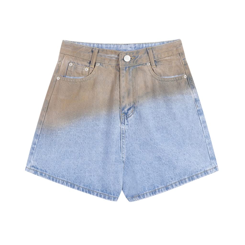 Vintage Washed High Waist Wide Leg Denim Shorts for Women - Casual Summer Streetwear Jeans Shorts (Blue, Size S) | Perfect for Beach Outings, Music Festivals & Everyday Wear