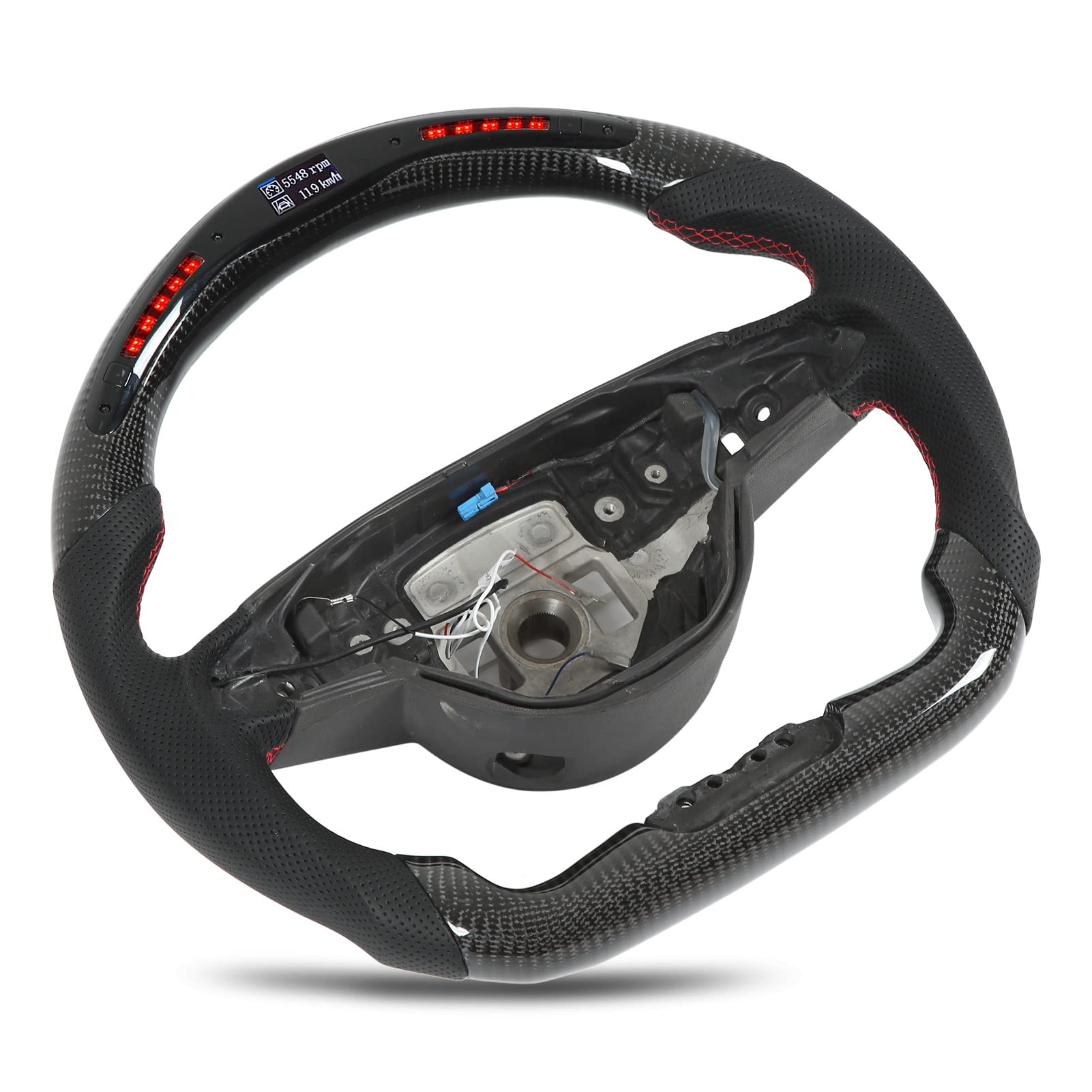 Carbon Fiber Flat Bottom D-Type LED Racing Steering Wheel with LCD Display - High-Performance Upgrade for Sports Cars & Drifting (Perfect for Track Days & Custom Builds)
