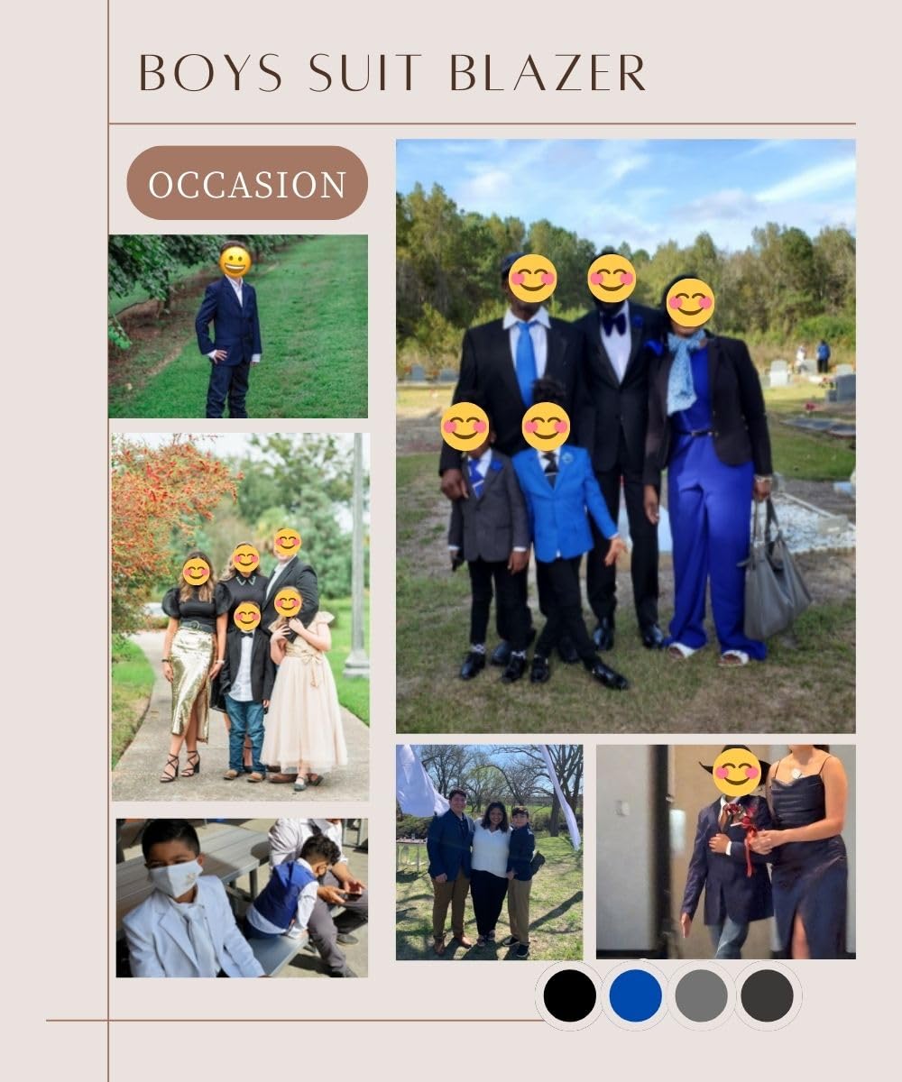Visaccy Boys Formal Blazer School Jacket - Classic Slim Fit Suit Jacket for Kids - Perfect for Weddings, School Events & Special Occasions