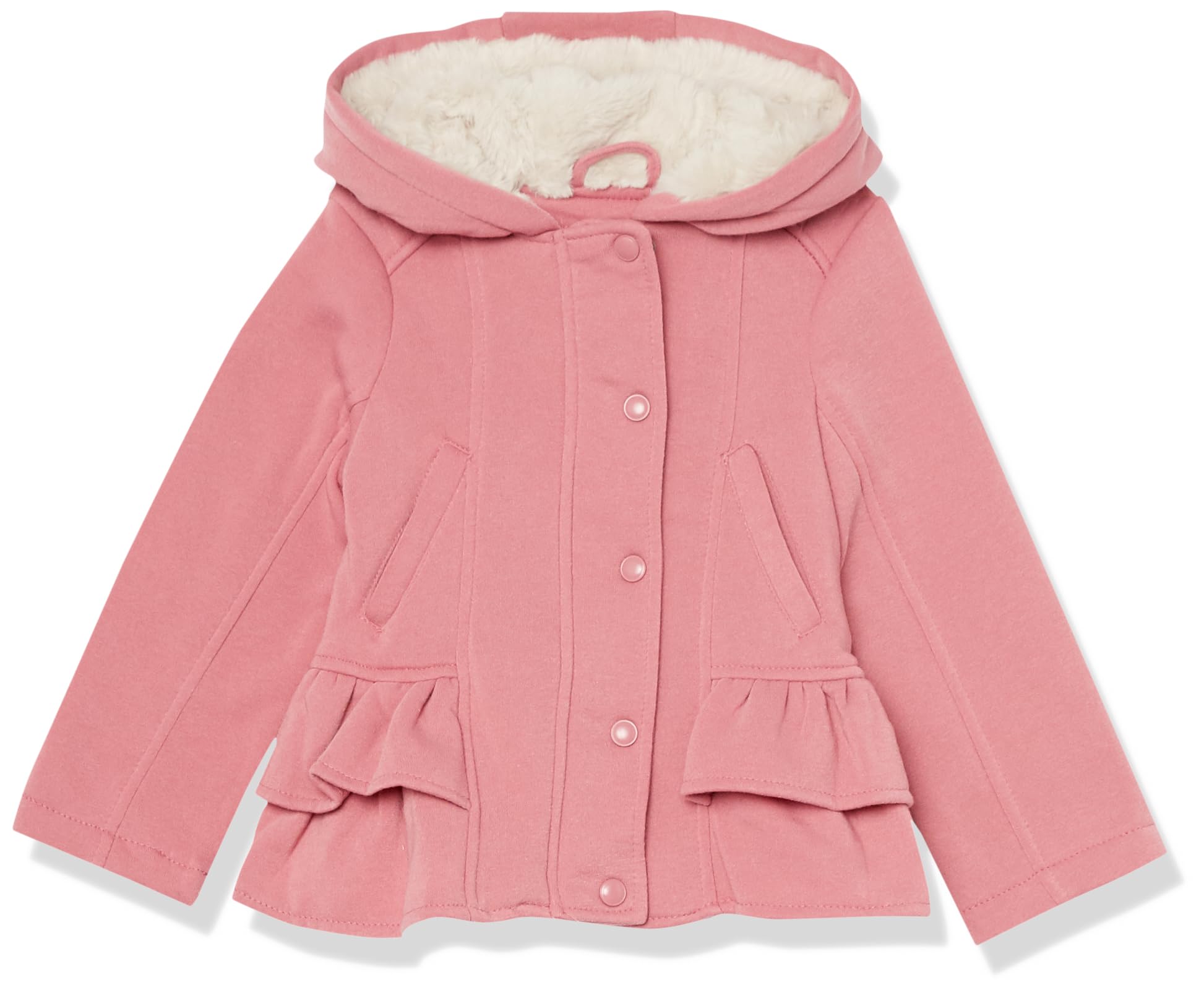 URBAN REPUBLIC Baby Girls Fleece Ruffle Jacket - Soft Warm Winter Coat for Toddlers - Perfect for Outdoor Play & Family Photos