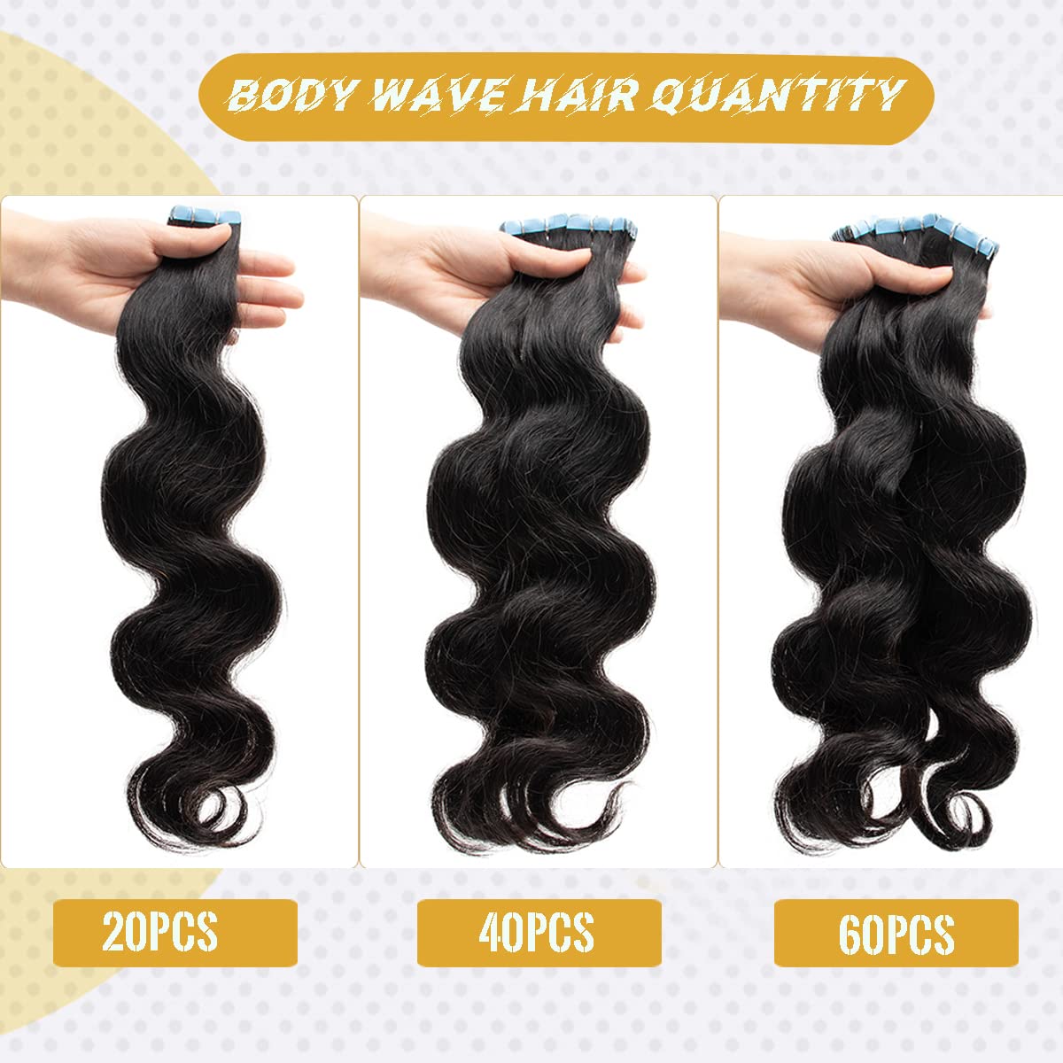 Smavida 16-Inch Body Wave Tape-In Hair Extensions for Black Women – 20pcs 50g Human Hair Wefts with Thick Ends & Skin Wefts | Natural Black Hair for Everyday Styling & Special Occasions