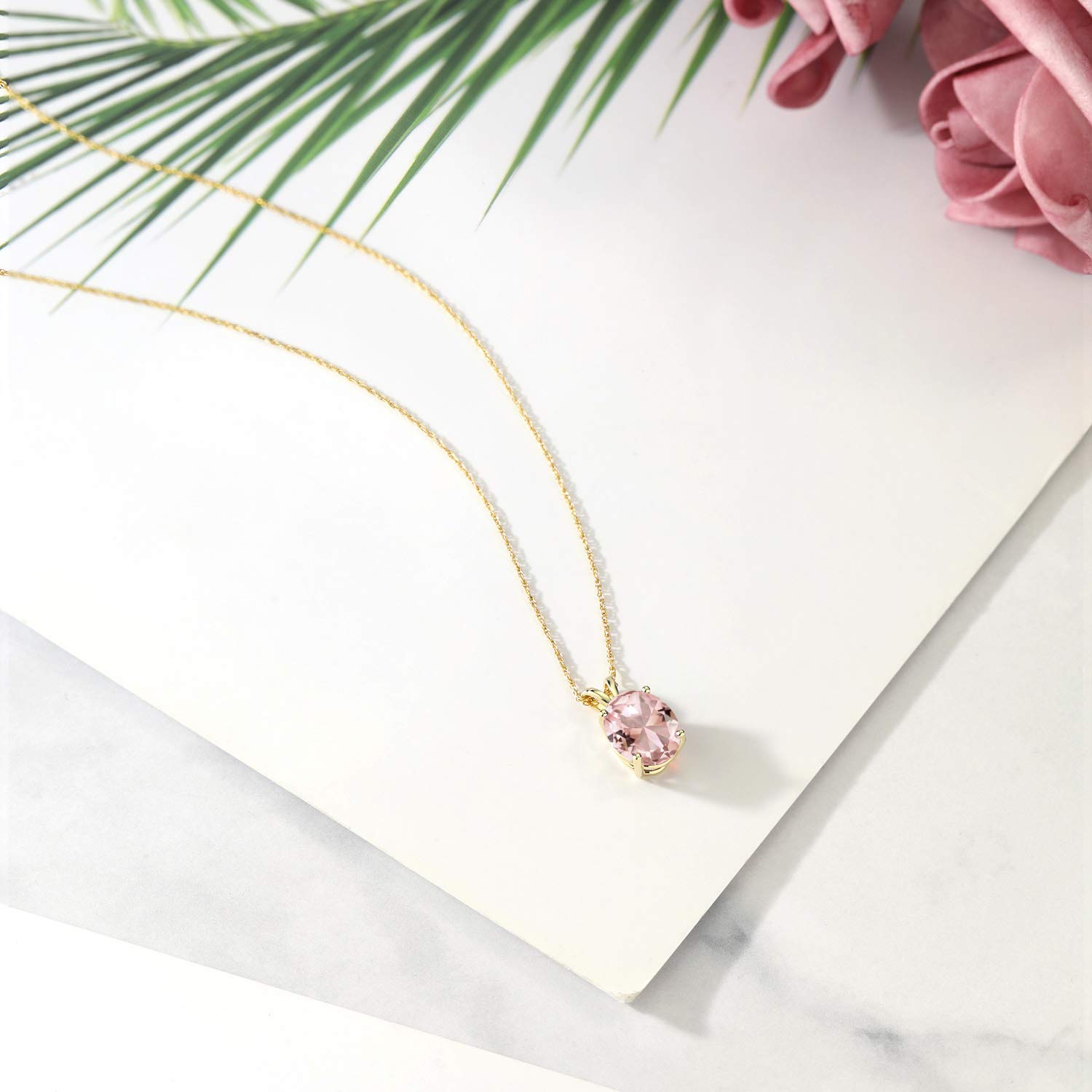 Gem Stone King 14K Yellow Gold 10X8MM Oval Birthstone Pendant Necklace for Women - 18 Inch Chain | Fine Jewelry Gift for Mom, Wife, Her | Perfect for Birthdays, Anniversaries, Valentine's Day & Special Occasions