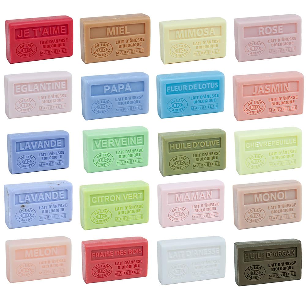 Organic Donkey Milk French Soap - Provence Marseille Soap Bar with Verbena Fragrance, 60g - Natural Skincare for Dry & Sensitive Skin - Perfect for Bath, Shower & Gift Giving