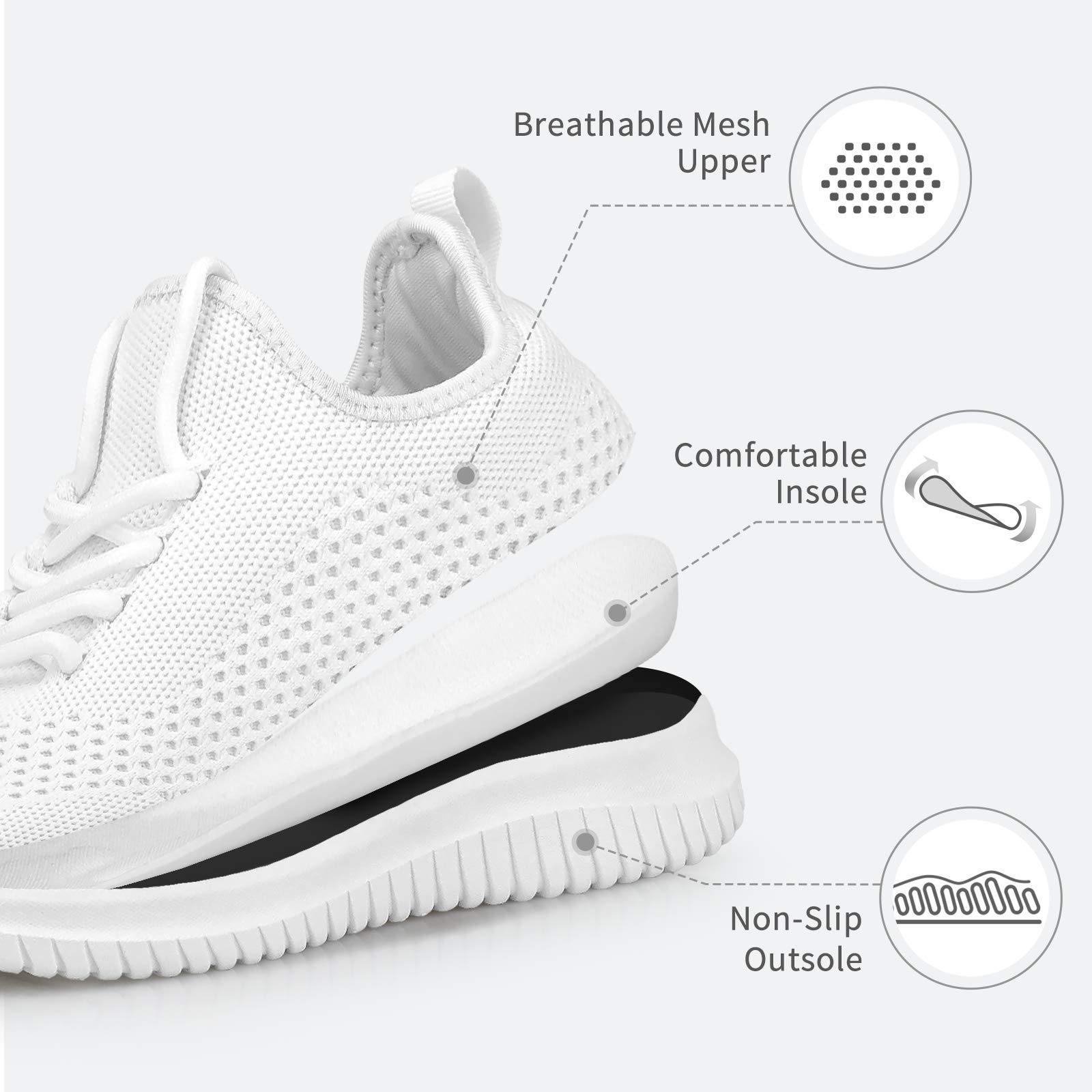 Rospick Women's Comfortable Walking Sneakers - Lightweight Athletic Shoes for Casual Wear, Gym & Outdoor Activities