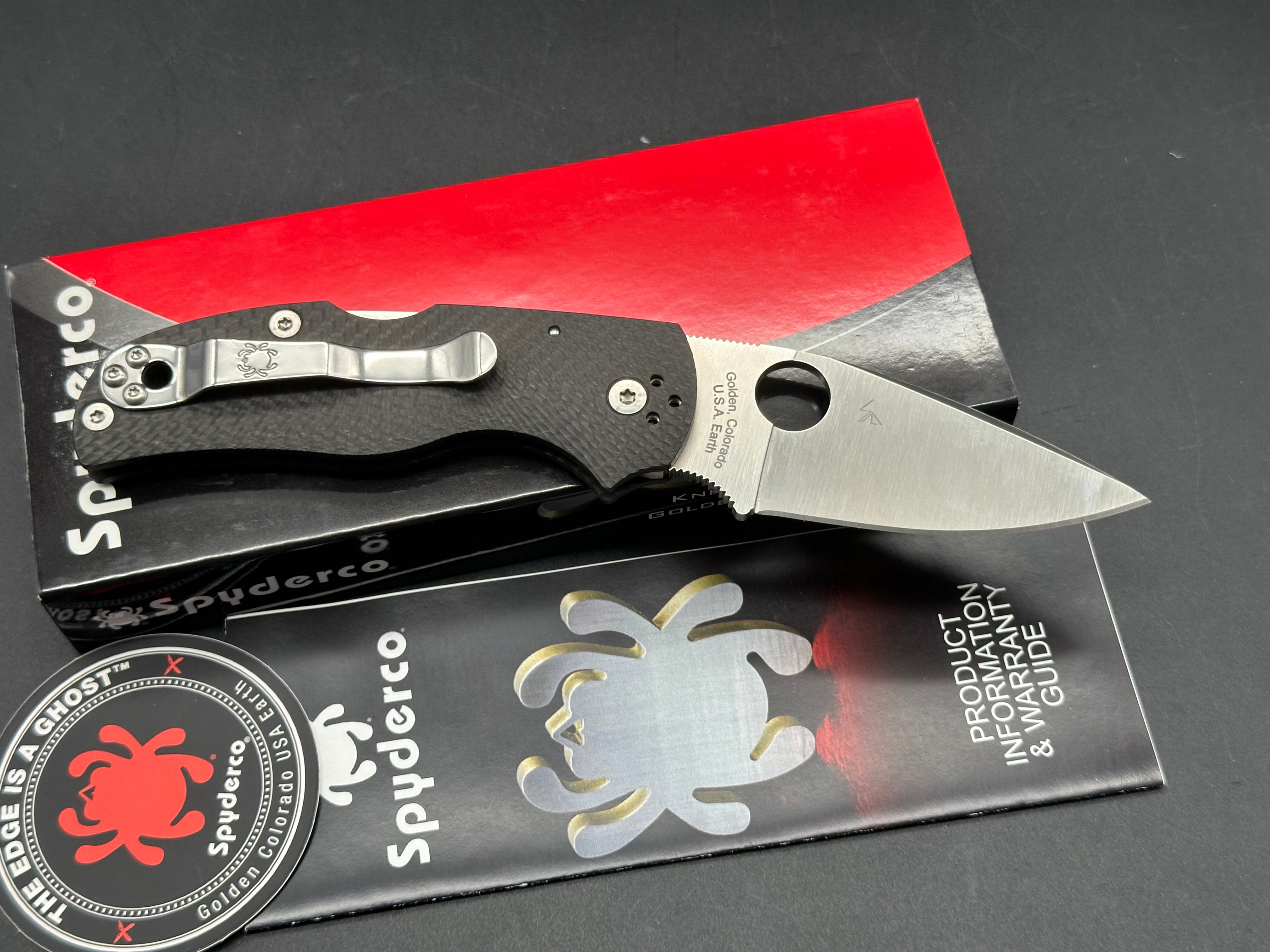 Spyderco Native 5 Folding Knife - Fluted Carbon Fiber Handle, Satin CPM S90V Blade - EDC, Outdoor, Camping & Survival Knife