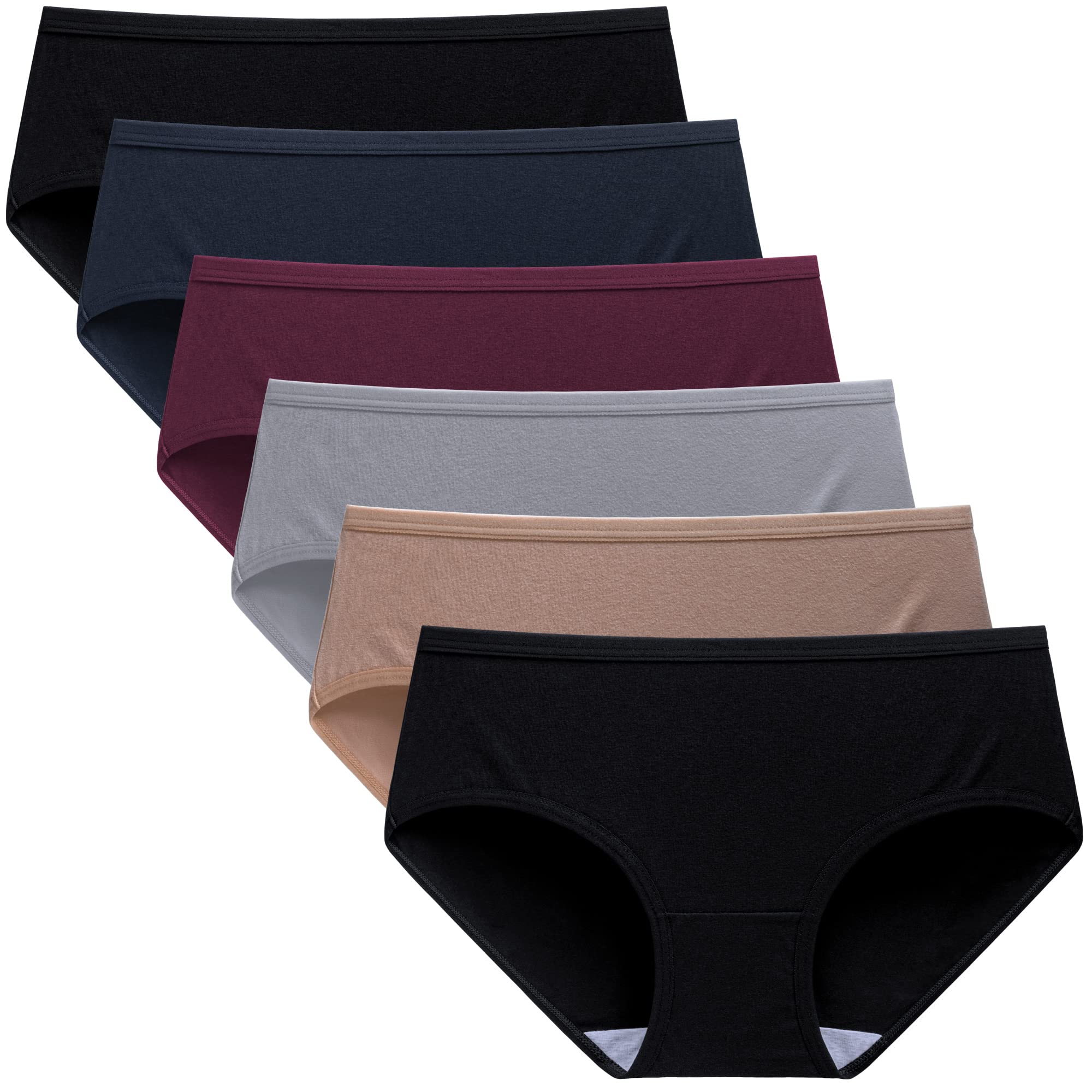 Soft Cotton Hipster Panties for Women - Low Rise No Muffin Top Cheeky Underwear 6-Pack | Comfortable Everyday Wear, Yoga & Sleep