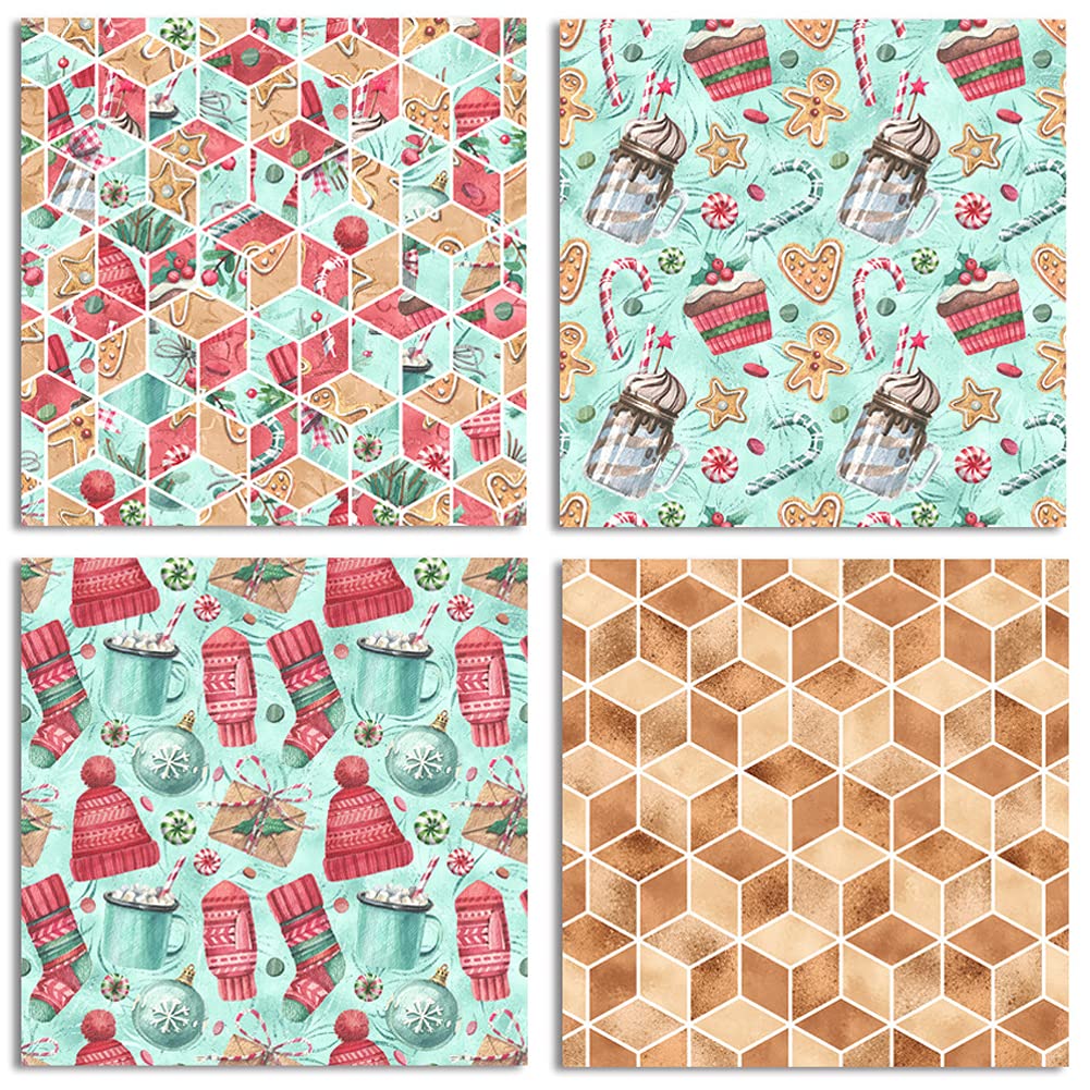 Christmas Theme Scrapbooking Paper Pad - 24 Sheets 12x12 Inch Single-Sided Decorative Cardstock for DIY Crafts, Photo Albums & Holiday Decorations | Perfect for Gift Wrapping, Card Making & Memory Books
