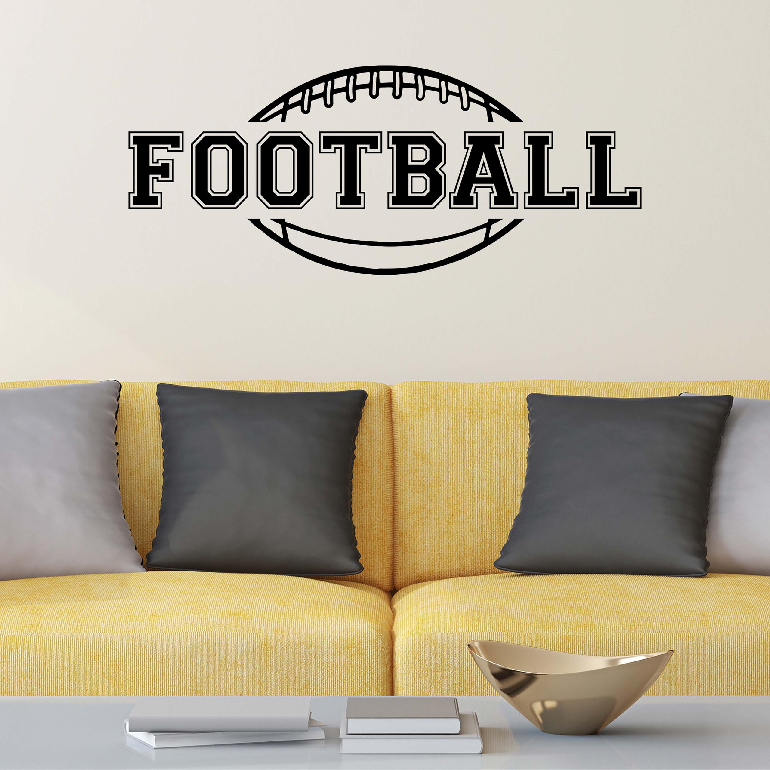 Premium Football Wall Decal - American Made Black Football Signs for Home & Game Room Decor - Perfect for Sports Fans and Man Cave Wall Art