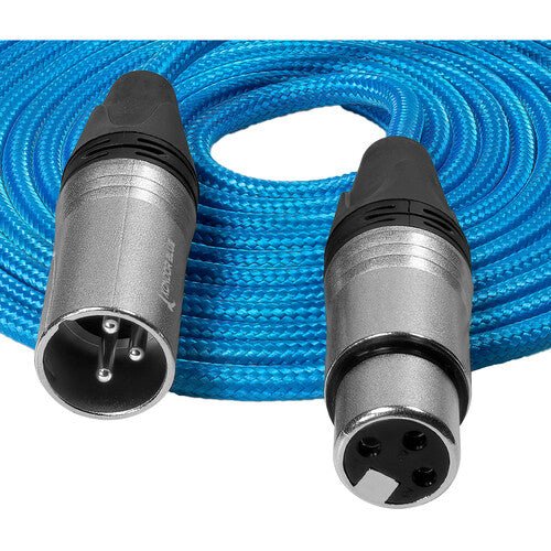 Kondor Blue 3 Pin XLR Male to Female Audio Cable 10ft - Professional Balanced Microphone Cable for Studio Recording, Live Sound & Podcasting