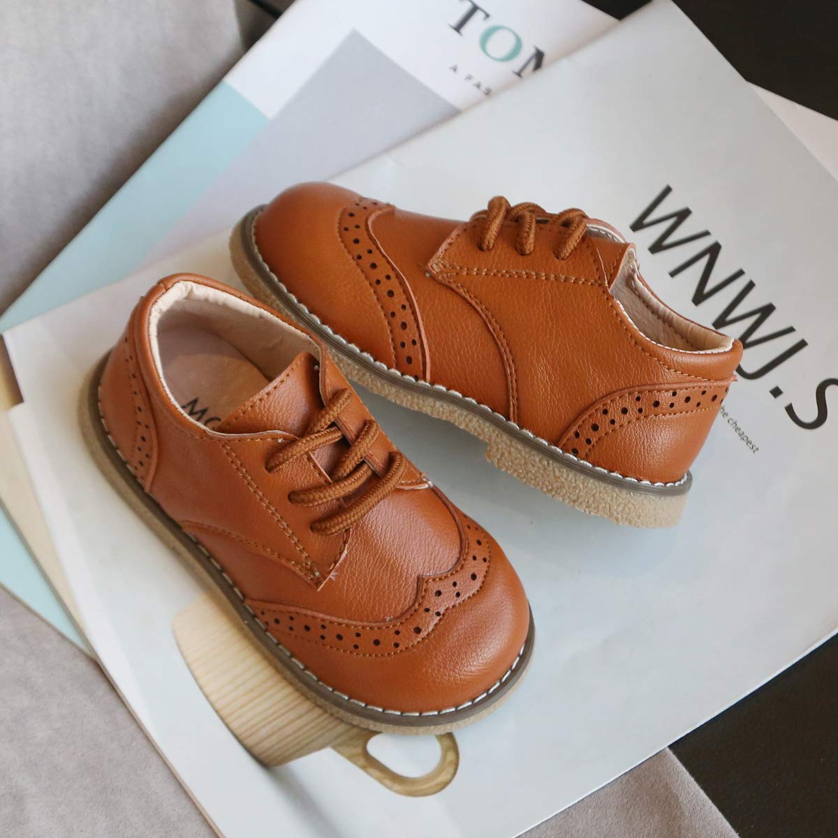 Boys & Girls Leather Loafers - Brown & Black Oxford Dress Shoes for Toddlers | Wedding, School Uniform & Formal Occasions