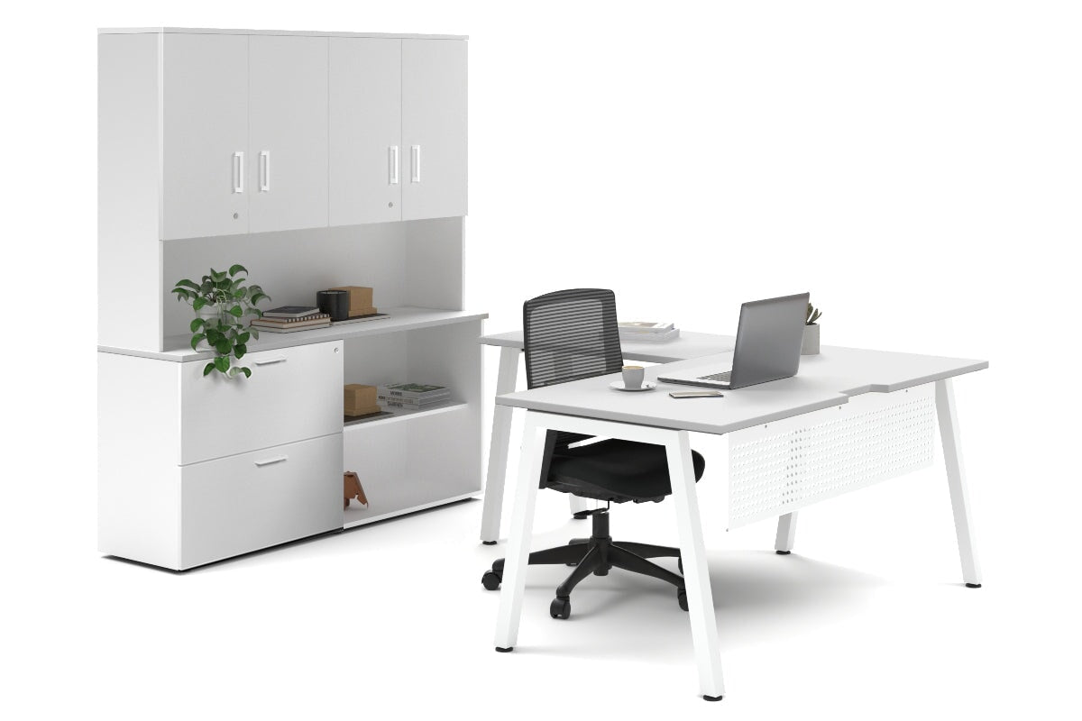 Quadro A Legs L-Shaped Executive Desk with White Legs [1600L x 1700W] - Perfect for Home Office & Modern Workspace Setup