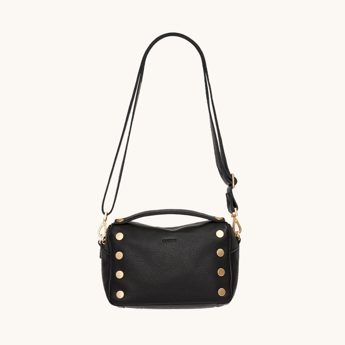 Evan Crossbody Bag for Women - Small Black Leather Purse with Brushed Gold Red Zip | Perfect for Daily Use, Travel & Shopping