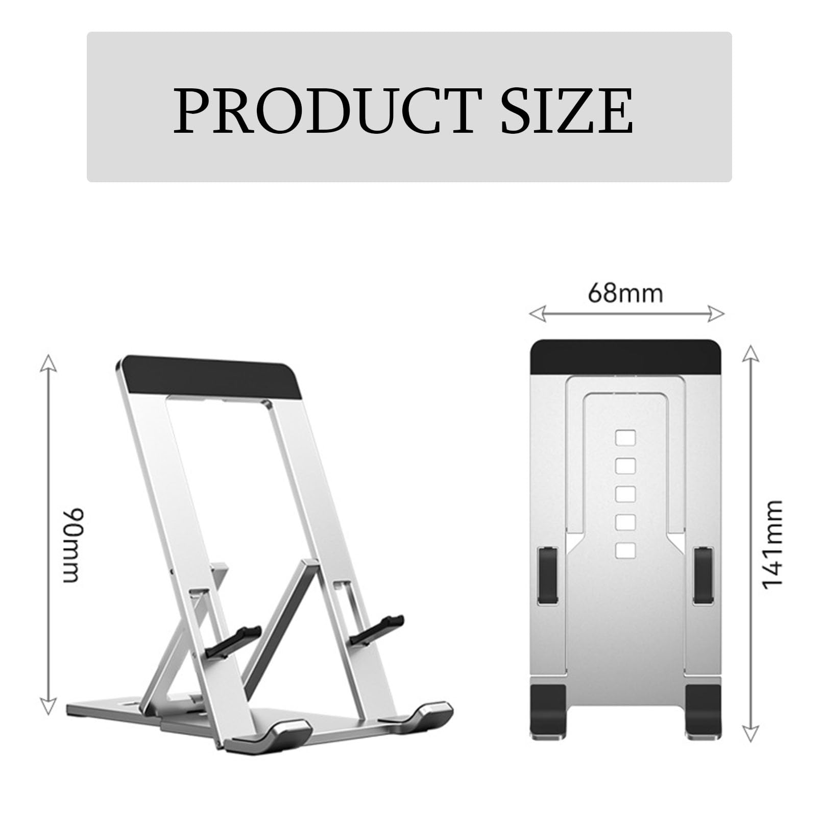 Foldable Aluminum Phone Stand - Adjustable Portable Holder for Smartphones & Tablets - Silver | Perfect for Home, Office & Travel Use