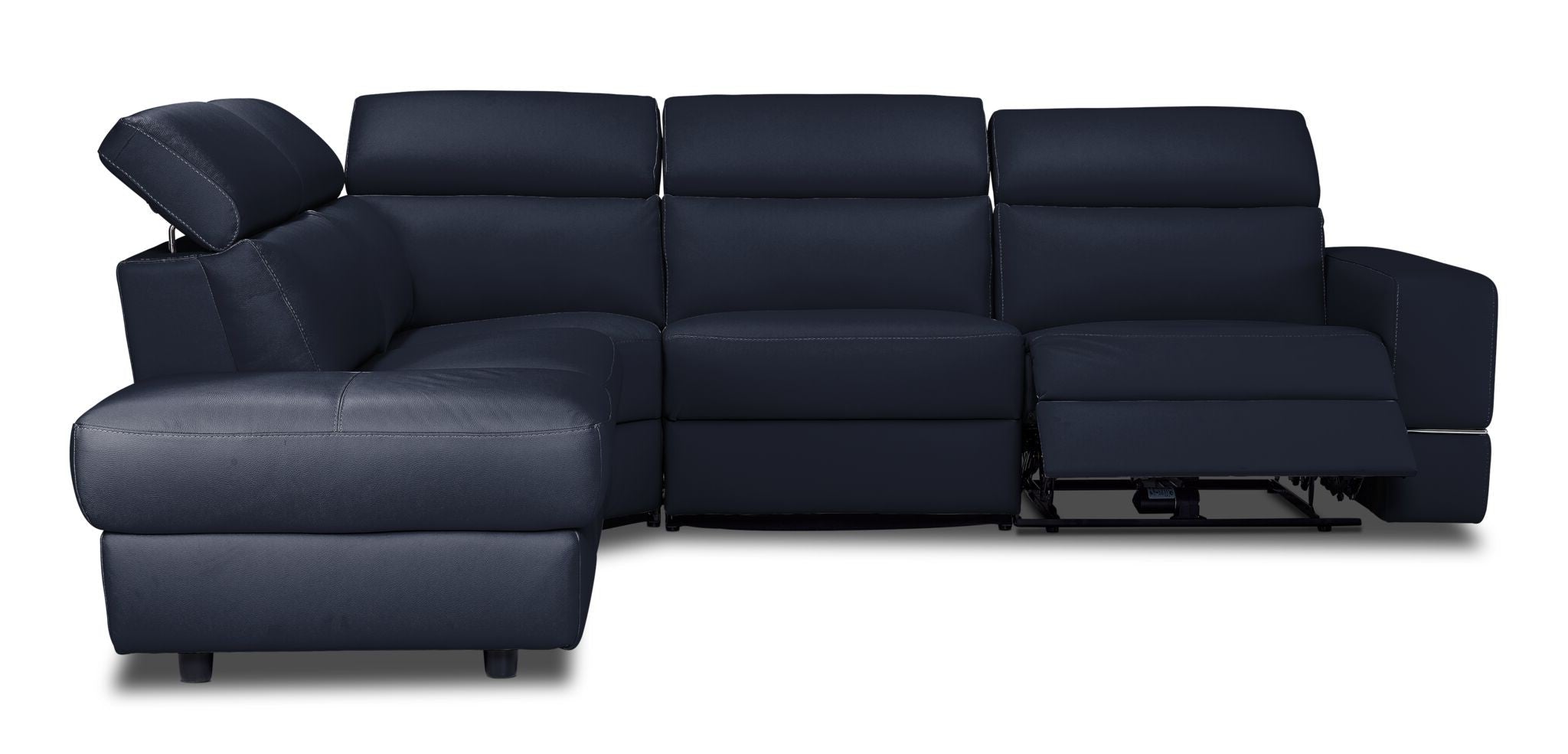 Bianca 3-Piece Power Reclining Sectional Sofa with Left-Facing Chaise in Navy Blue - Perfect for Living Room, Home Theater & Family Gatherings