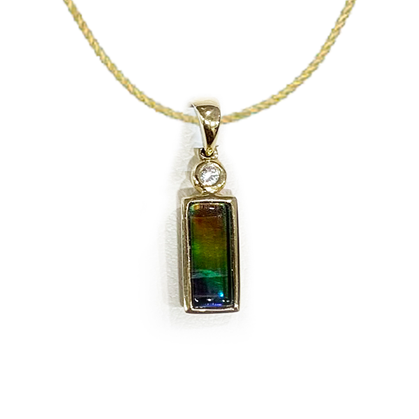 14K Gold Ammolite Pendant Necklace - Genuine Natural Gemstone Jewelry for Women - Perfect Gift for Birthday, Anniversary & Special Occasions