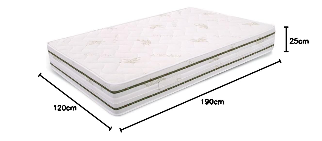 Miasuite I Sogni Italiani Memory Foam Mattress with Aloe Vera Infusion, White, 120x190cm - Premium Comfort for Bedroom, Guest Room & Dormitory Use