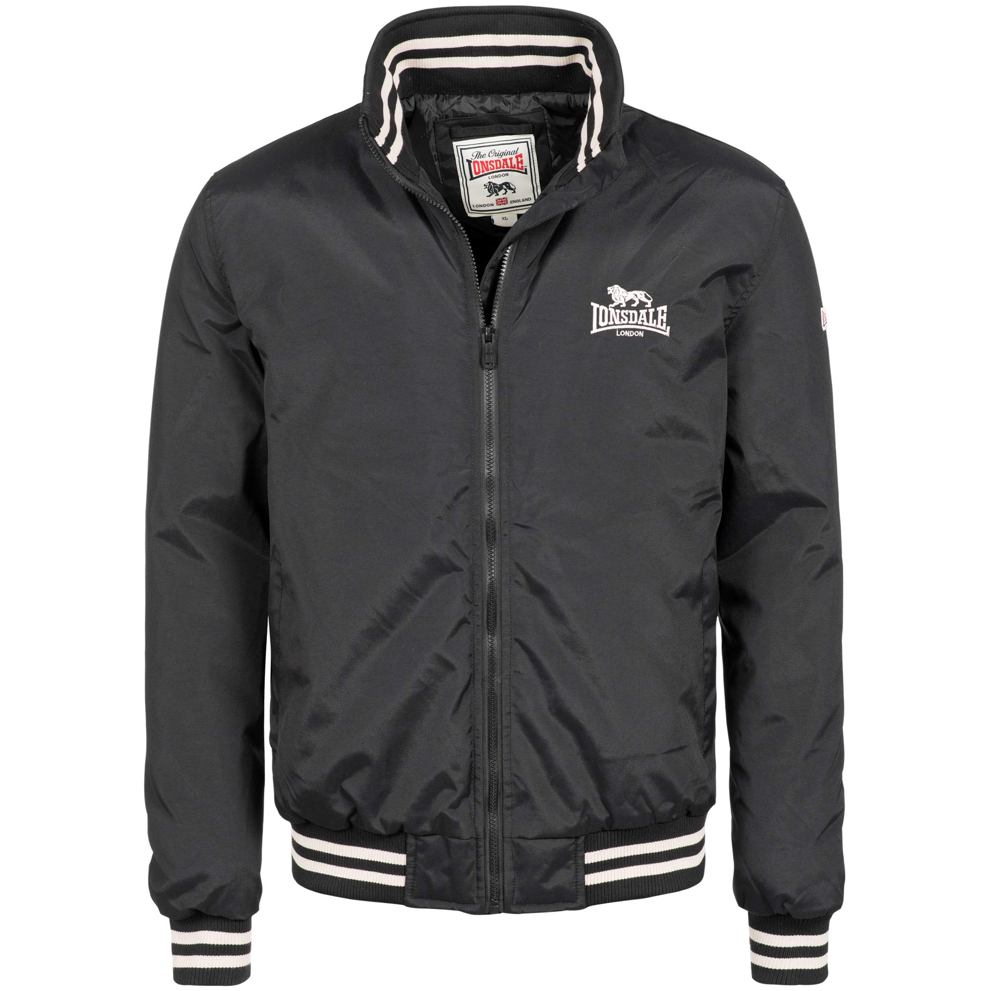 Lonsdale Men's Regular-Fit Black Quilted Warm MA1 Bomber Jacket | Winter Flight Jacket for Men | Casual & Outdoor Wear