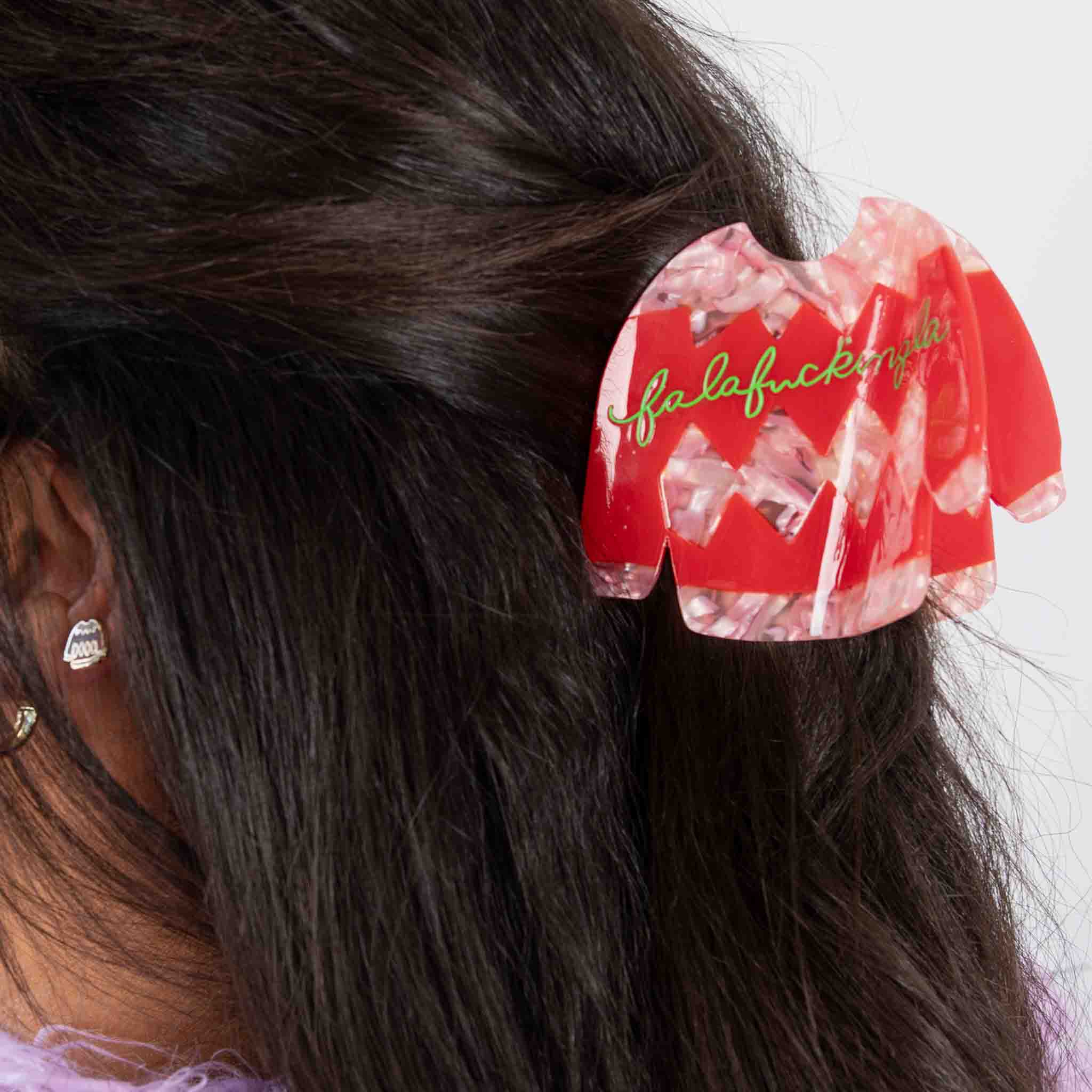 Funny Ugly Christmas Sweater Hair Claw Clip - Festive Holiday Hair Accessory for Women & Teens (Perfect for Xmas Parties, Secret Santa Gifts & Ugly Sweater Contests)