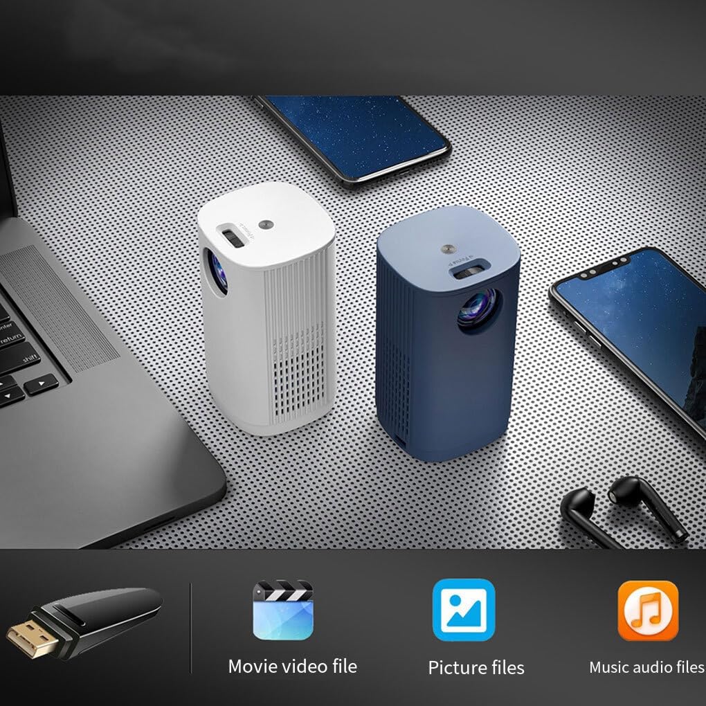 Portable Mini Projector - Compact Wireless Movie Projector for Home Theater, Outdoor Camping & Travel | ABS Material, Easy Streaming, Blue