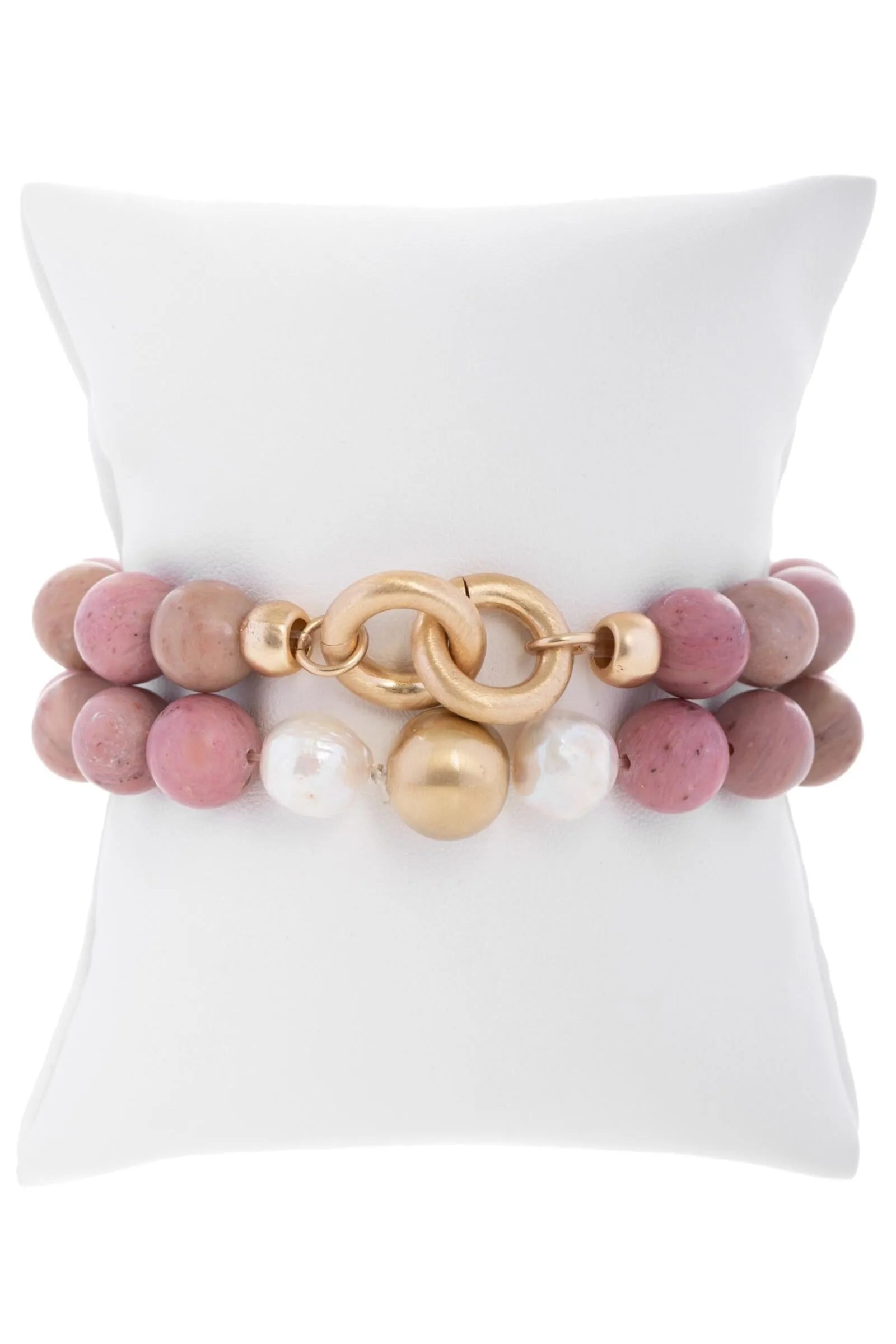 Pearl Stone Stretch Bracelet Set for Women - Natural Gemstone Beaded Elastic Bracelets - Boho Chic Jewelry for Everyday Wear, Yoga & Meditation