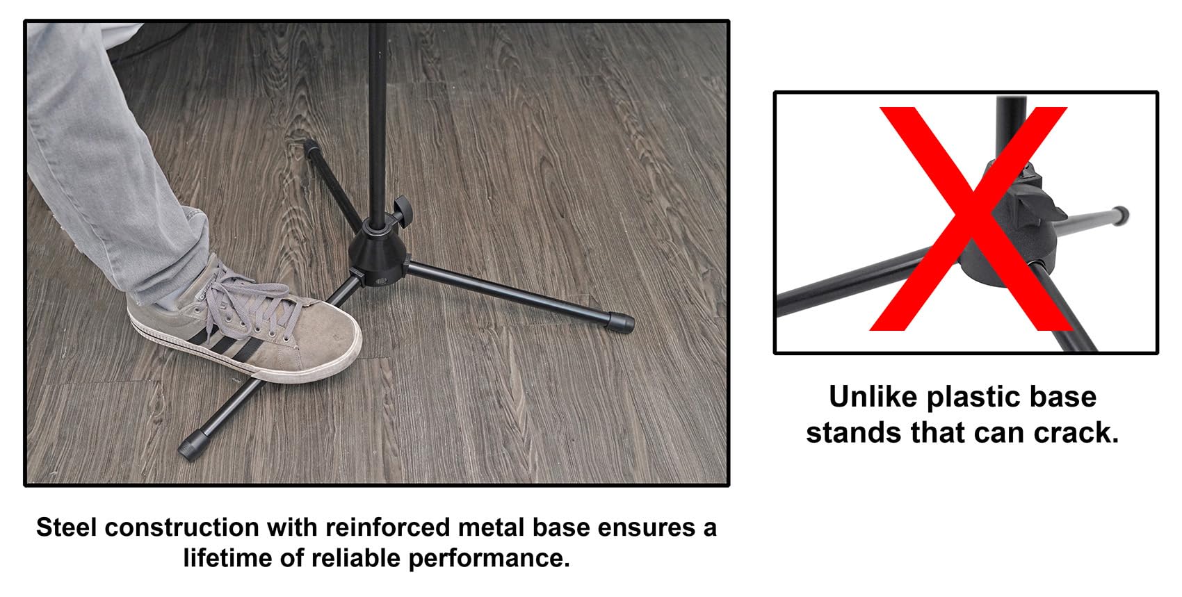 Rockville RMC-XLR Professional Metal Handheld Wired Microphone with Tripod Stand - Studio Recording, Live Performances & Podcasting (Black)