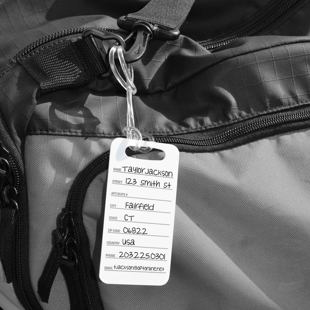 Personalized Softball Catcher Luggage Tag - Small Navy/Red with Standard Lines - Perfect for Travel, Sports Gear & Team Identification