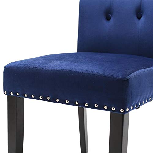 2PCS European Retro Velvet Accent Chair with Rubber Wood Legs - Vanity Stool, Makeup Dressing Chair, Bedroom Bench for Home Decor, Living Room, Boudoir